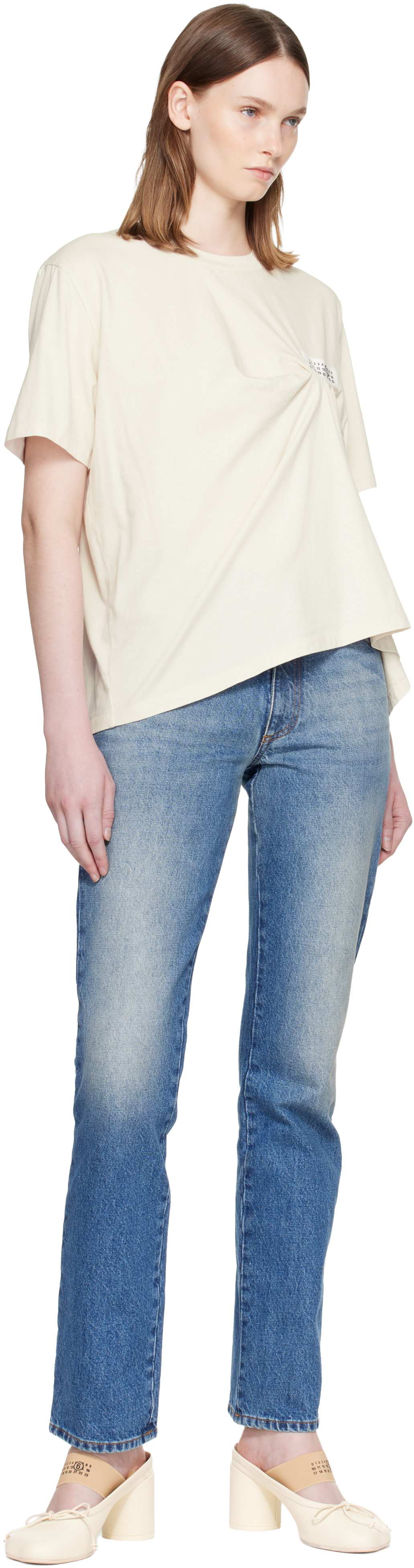 MM6 Maison Margiela: ベージュ パッチ Tシャツ | SSENSE 日本