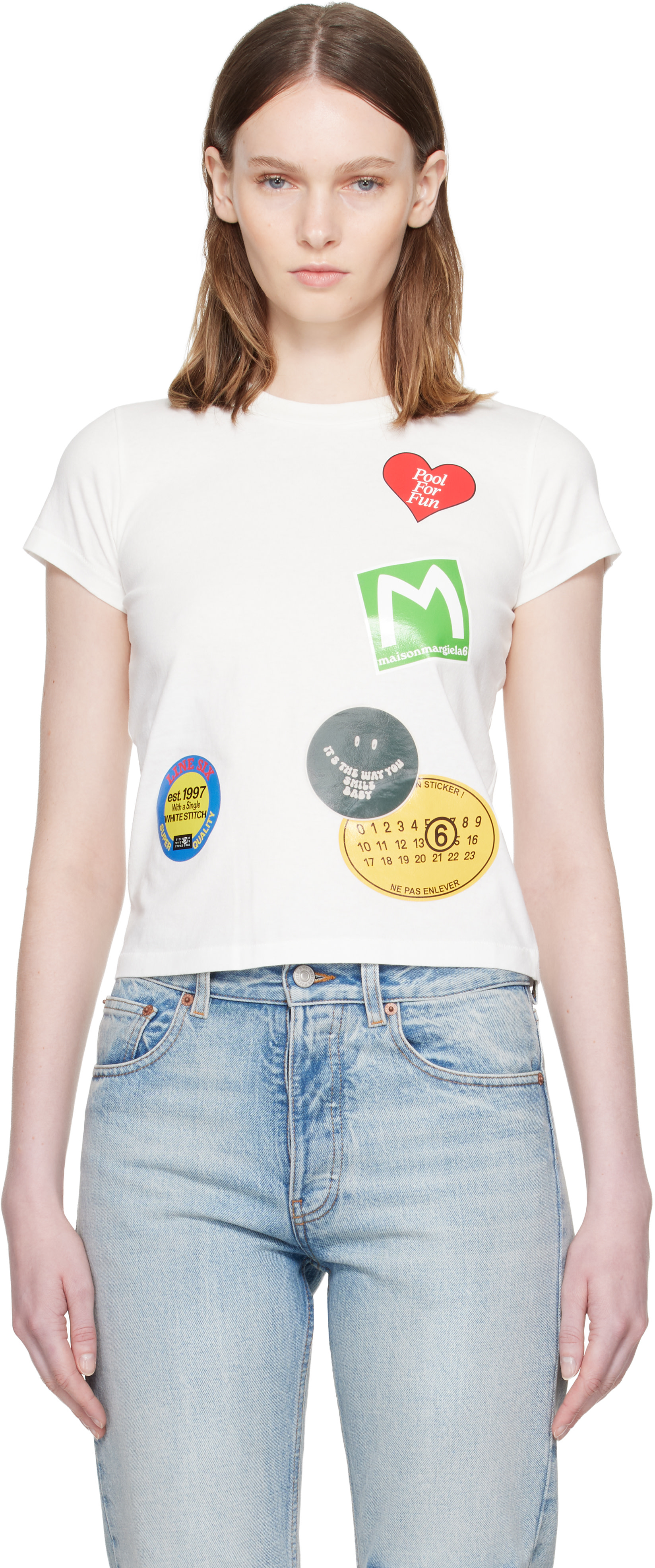 MM6 Maison Margiela: White Sticker T-shirt | SSENSE