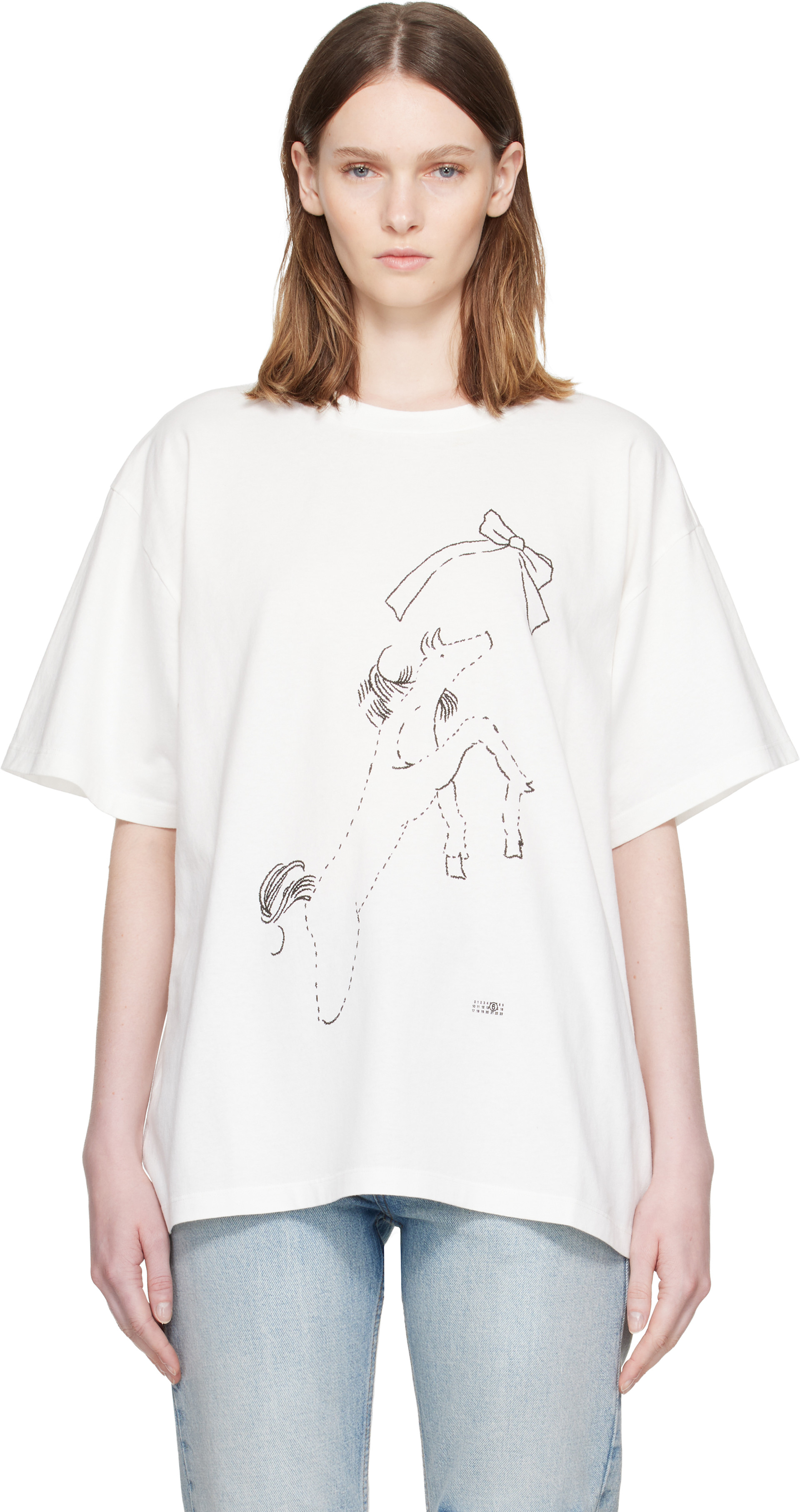 MM6 Maison Margiela: Off-White Horse Print Cotton T-shirt | SSENSE