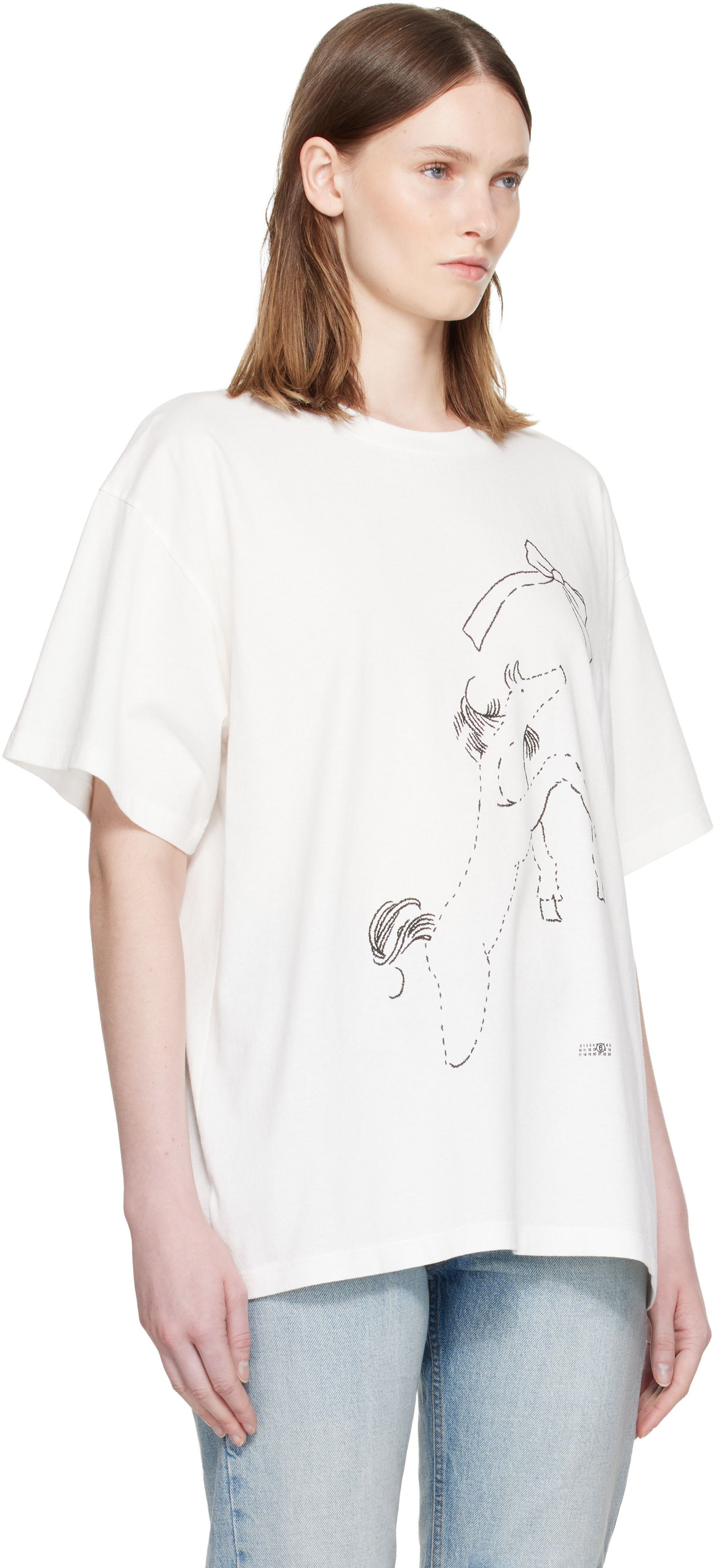 MM6 Maison Margiela: Off-White Horse Print Cotton T-shirt | SSENSE