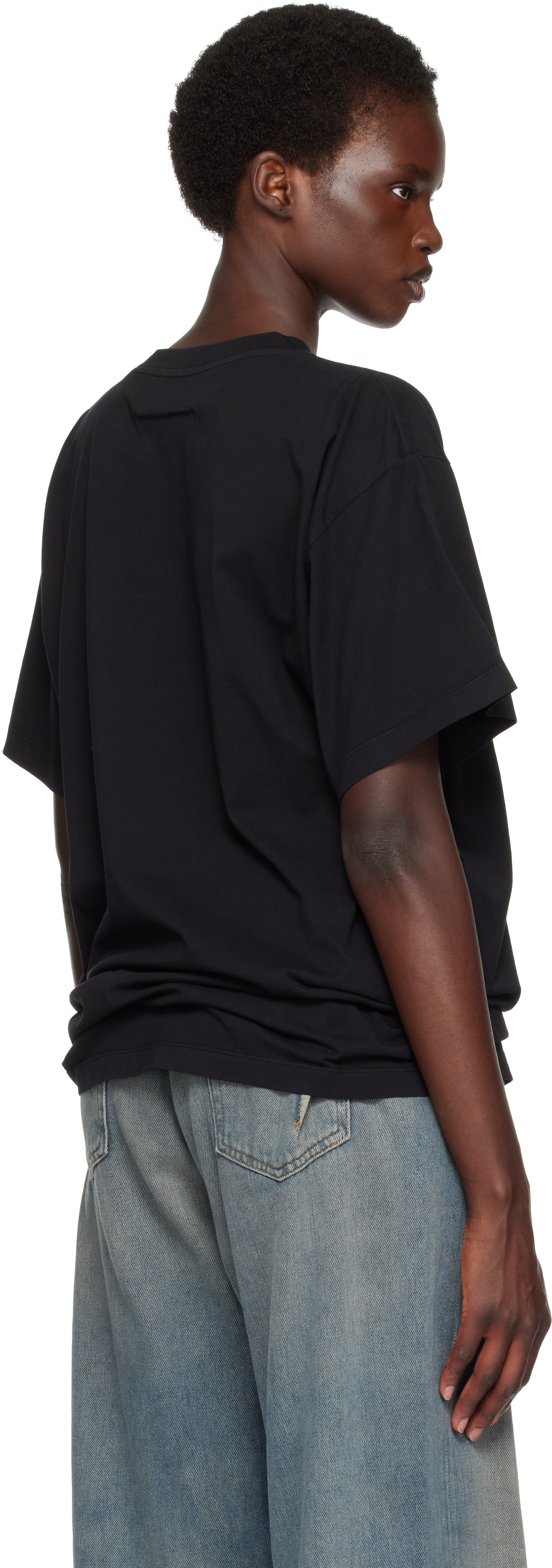 MM6 Maison Margiela: ブラック ロゴパッチ Tシャツ | SSENSE 日本