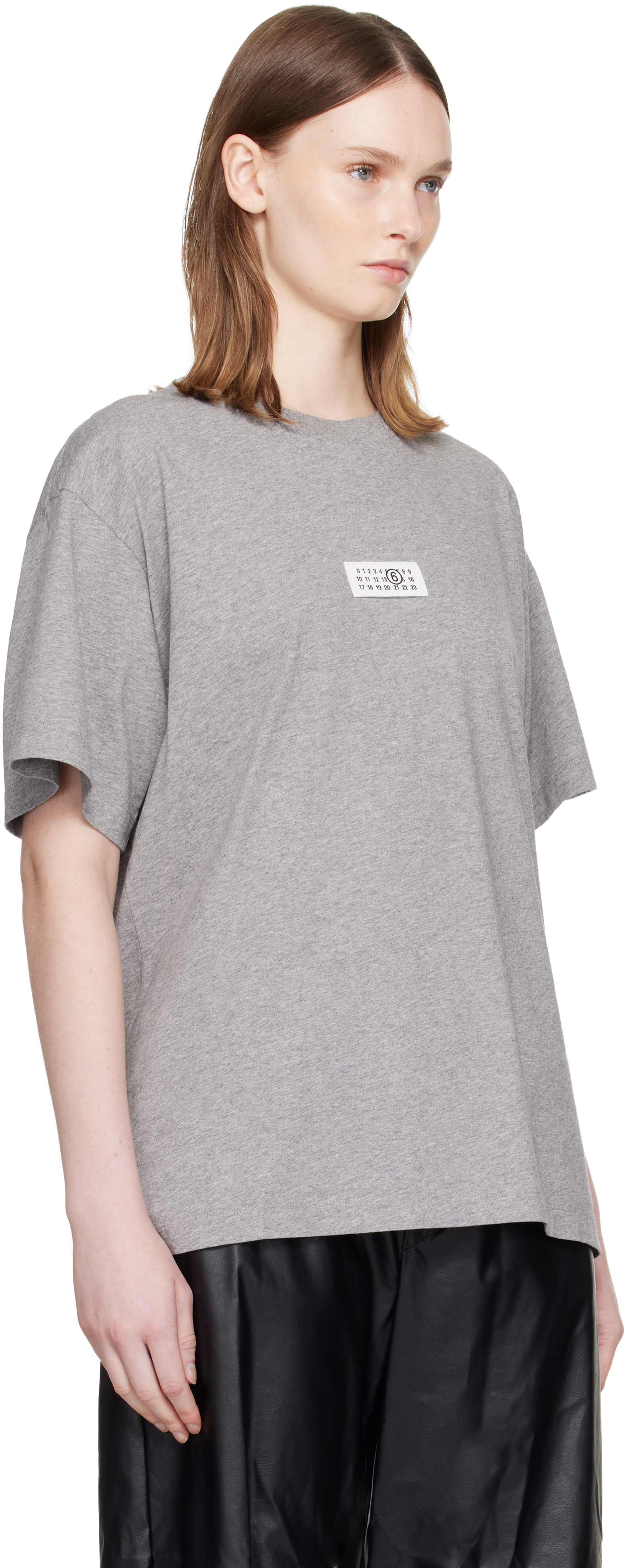 MM6 Maison Margiela: Gray Label Cotton Jersey T-shirt | SSENSE