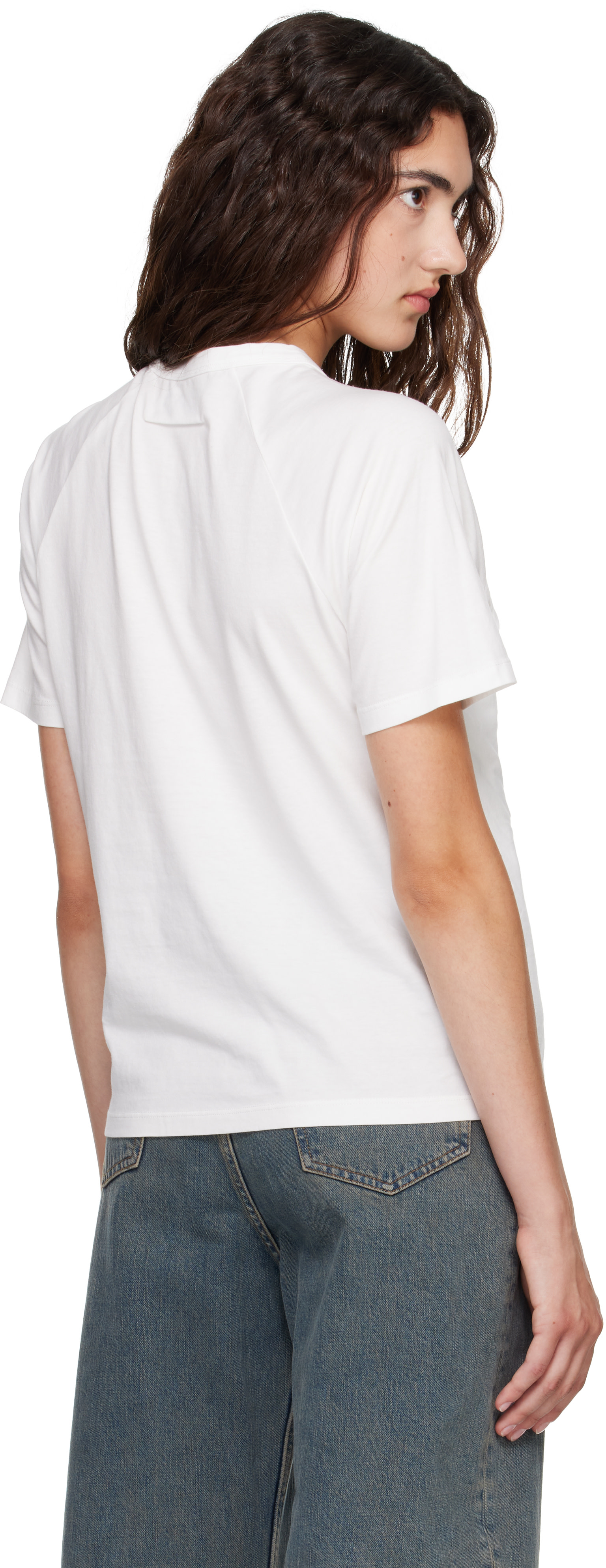 MM6 Maison Margiela: White Folded Logo T-shirt | SSENSE