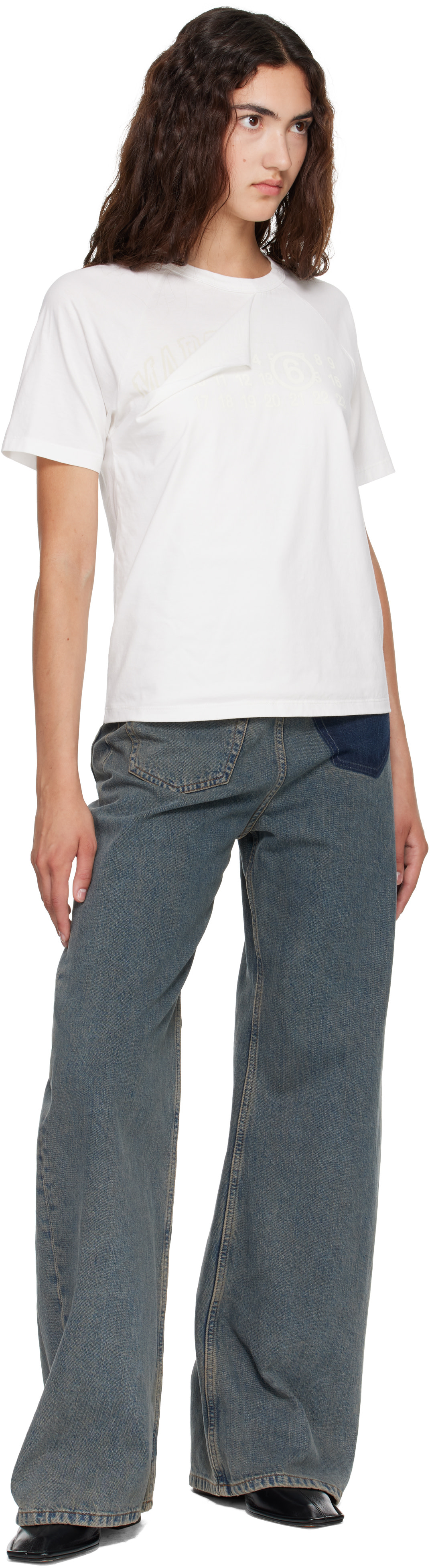 MM6 Maison Margiela: White Folded Logo T-shirt | SSENSE
