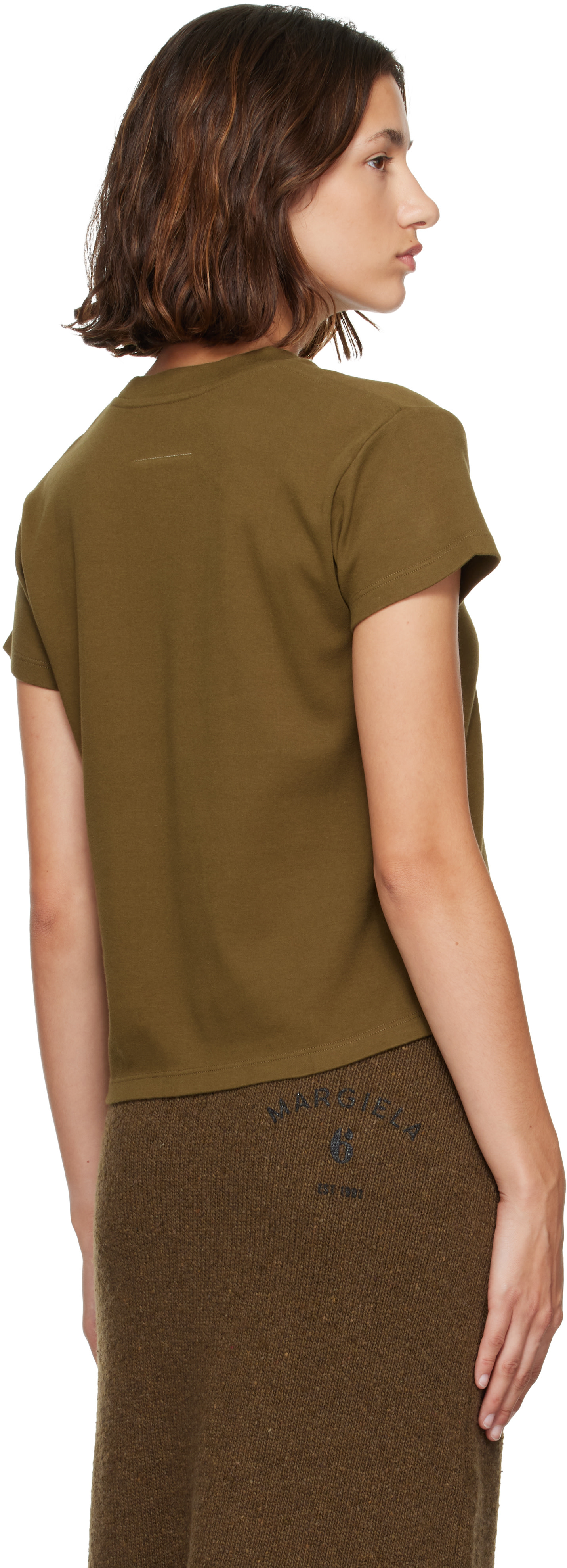 MM6 Maison Margiela: Khaki Horse Logo T-Shirt | SSENSE