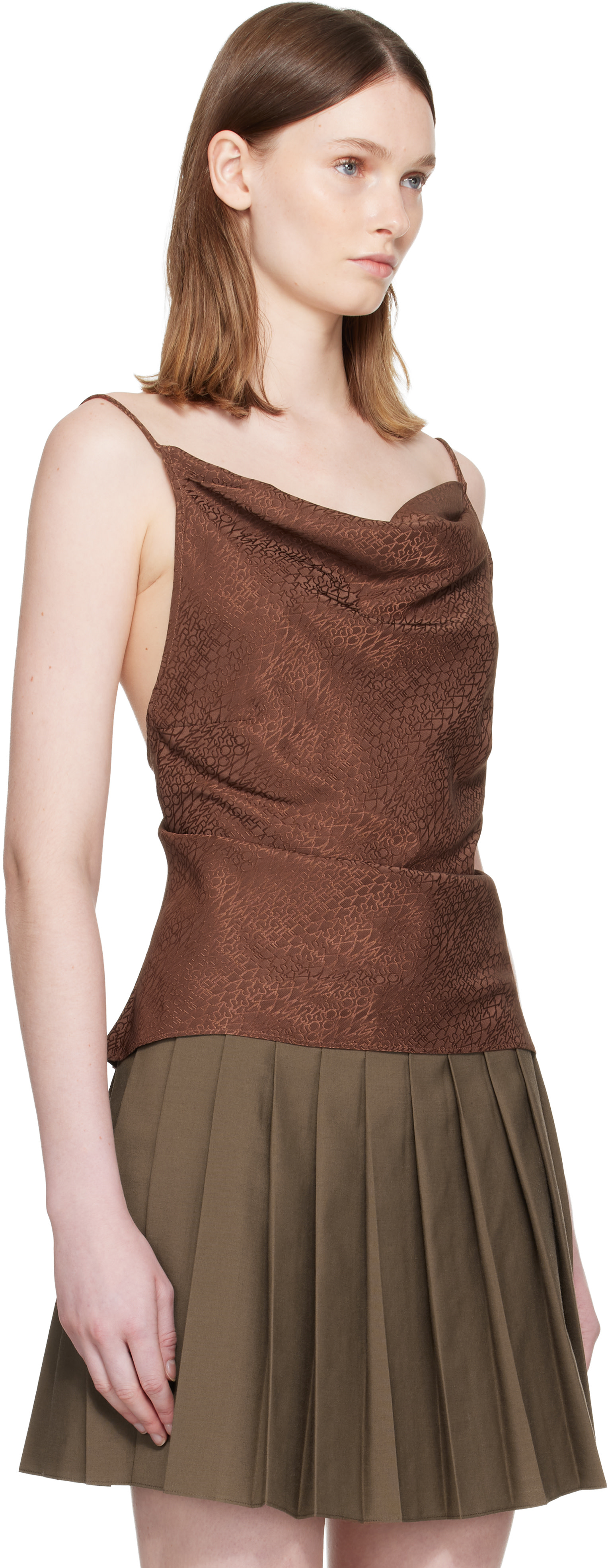 MM6 Maison Margiela: Brown Jacquard Camisole | SSENSE