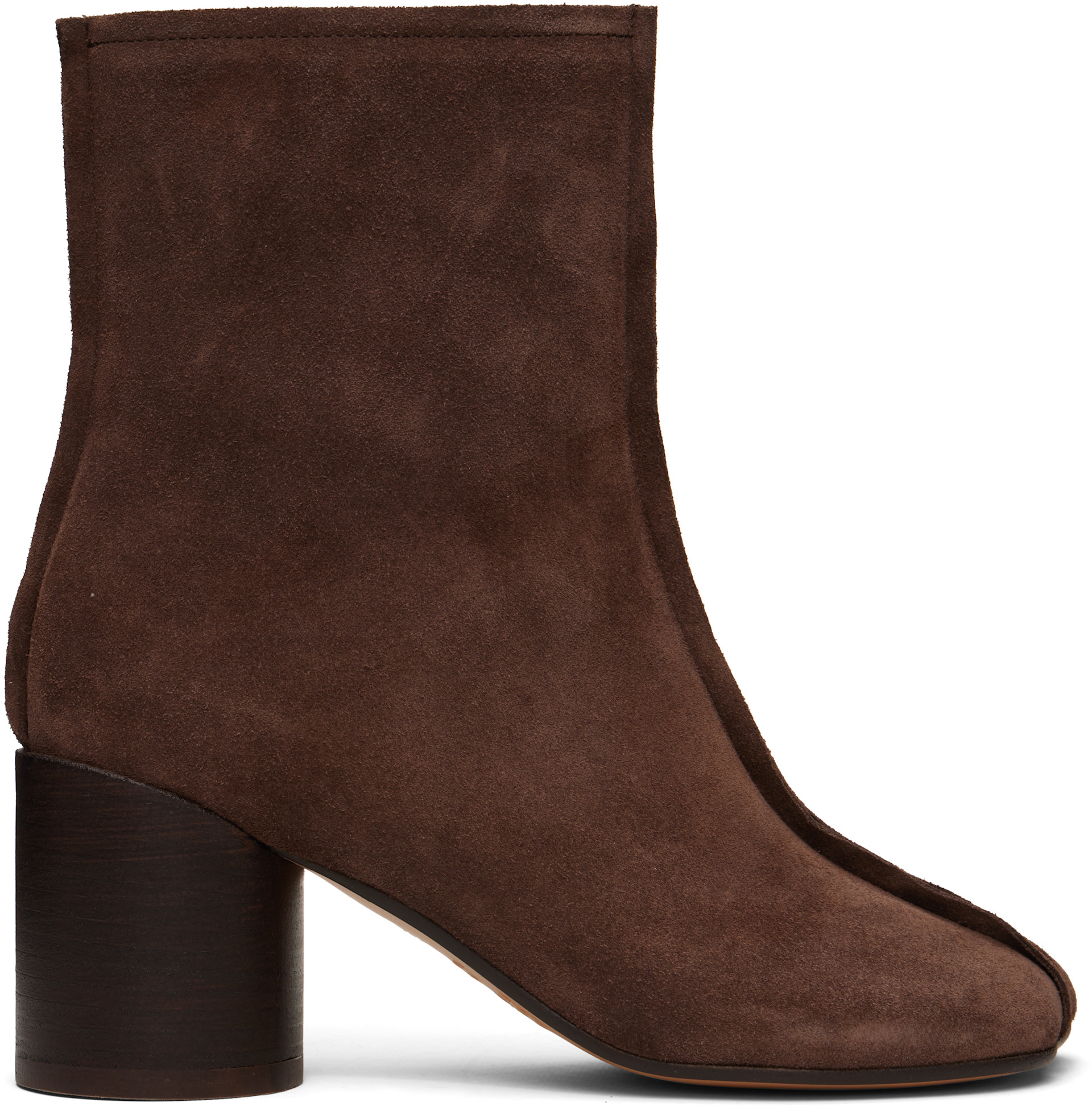 MM6 Maison Margiela: ブラウン Suede Anatomic Stitch Toe アンクル