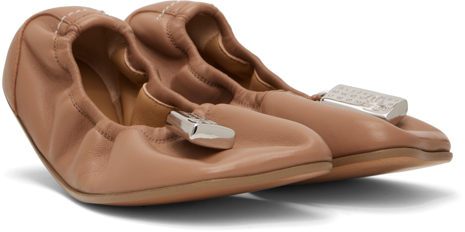 MM6 Maison Margiela: ブラウン Numeric Anatomic バレエシューズ