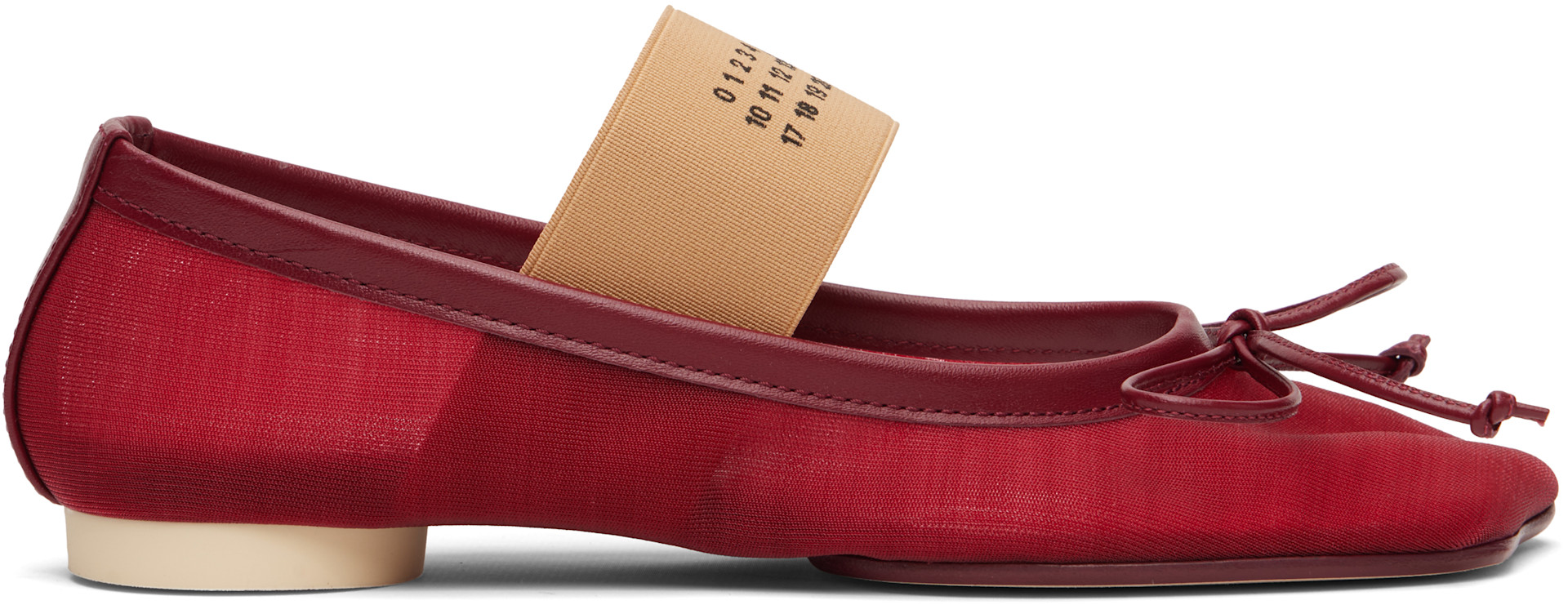 MM6 Maison Margiela: レッド Anatomic Numeric バレエシューズ