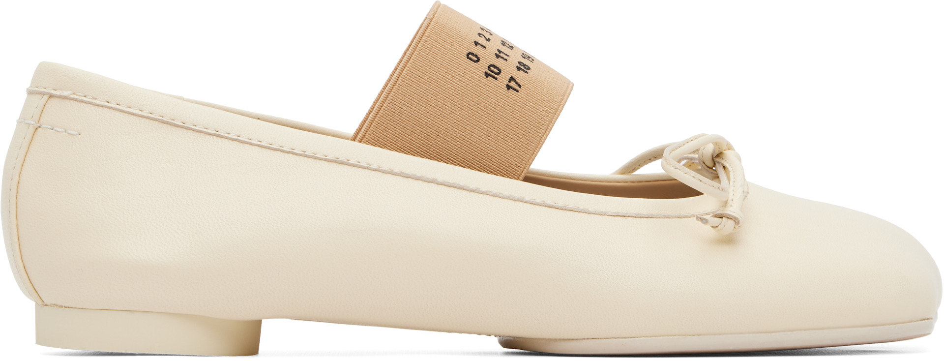MM6アナトミックバレエ37ホワイト MM6 Maison Margiela: オフホワイト Anatomic Numeric バレエシューズ
