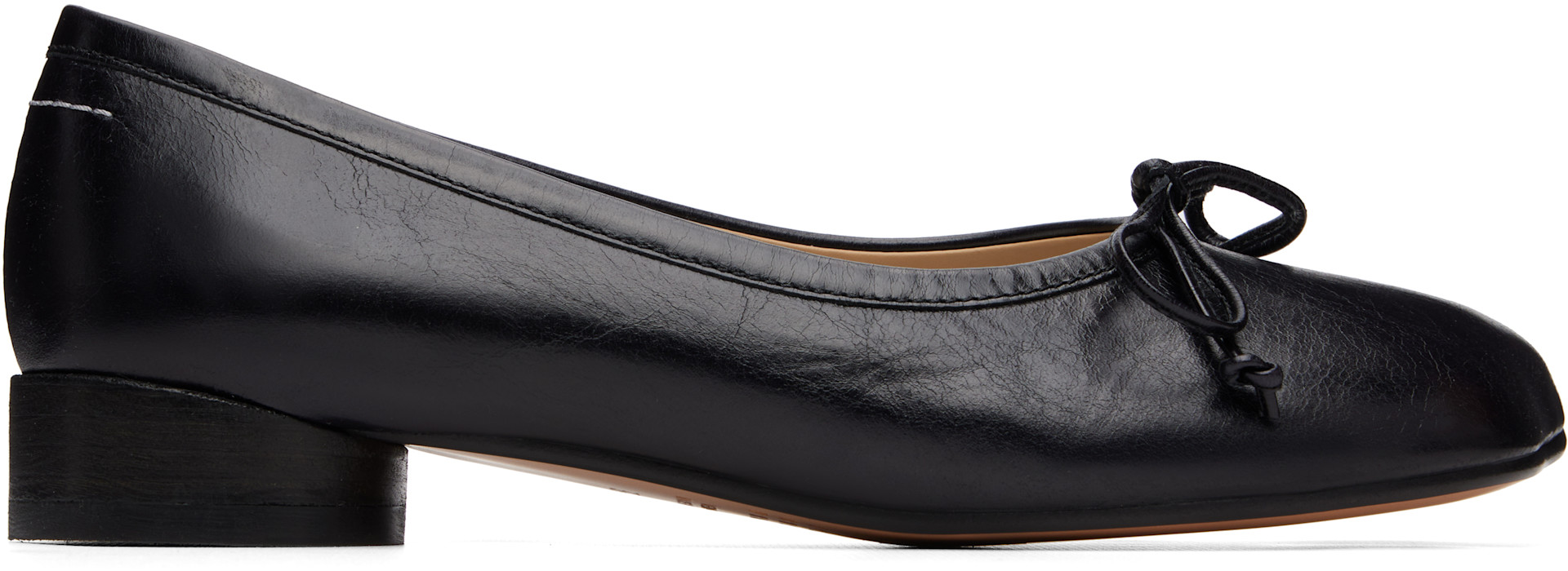 MM6 Maison Margiela: ブラック Anatomic Numeric バレエシューズ
