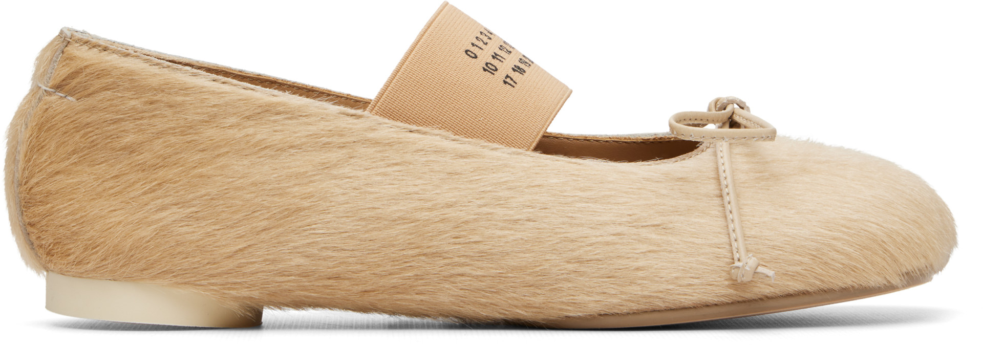 MM6 Maison Margiela: ベージュ Ballet カーフヘア バレエシューズ