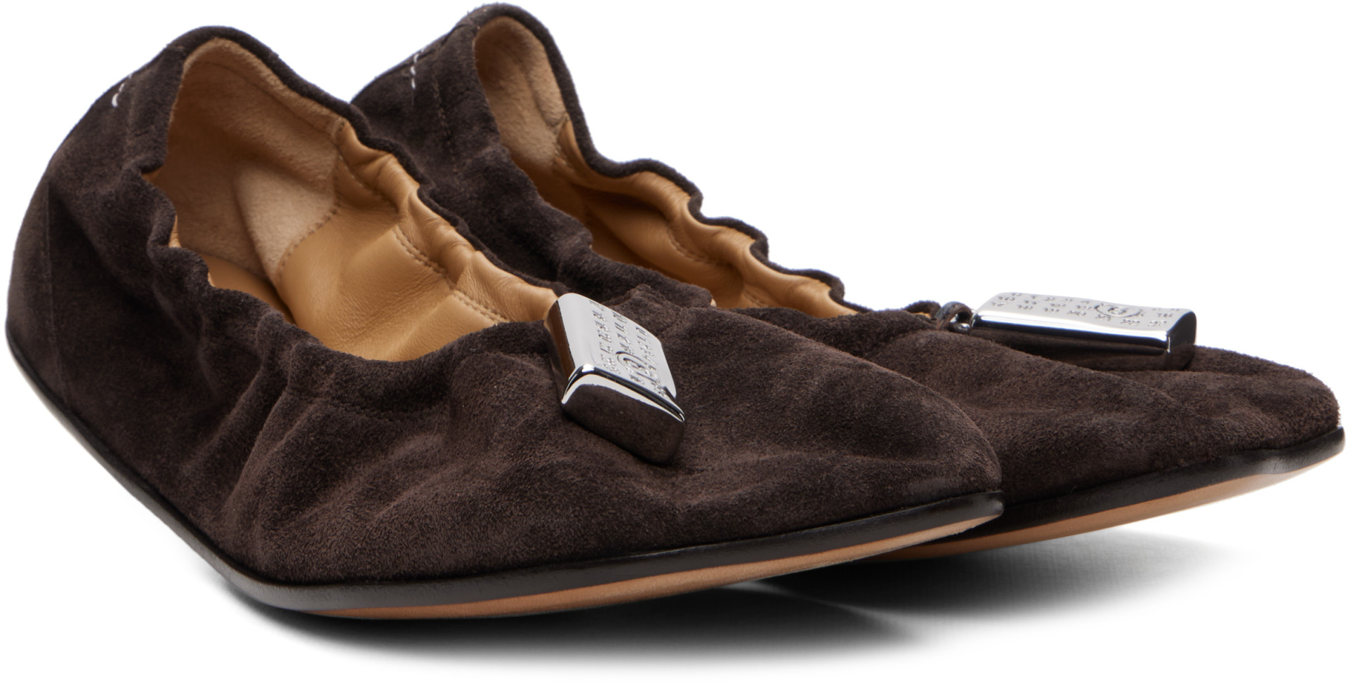 MM6 Maison Margiela: ブラウン Anatomic Travel スエード バレエ