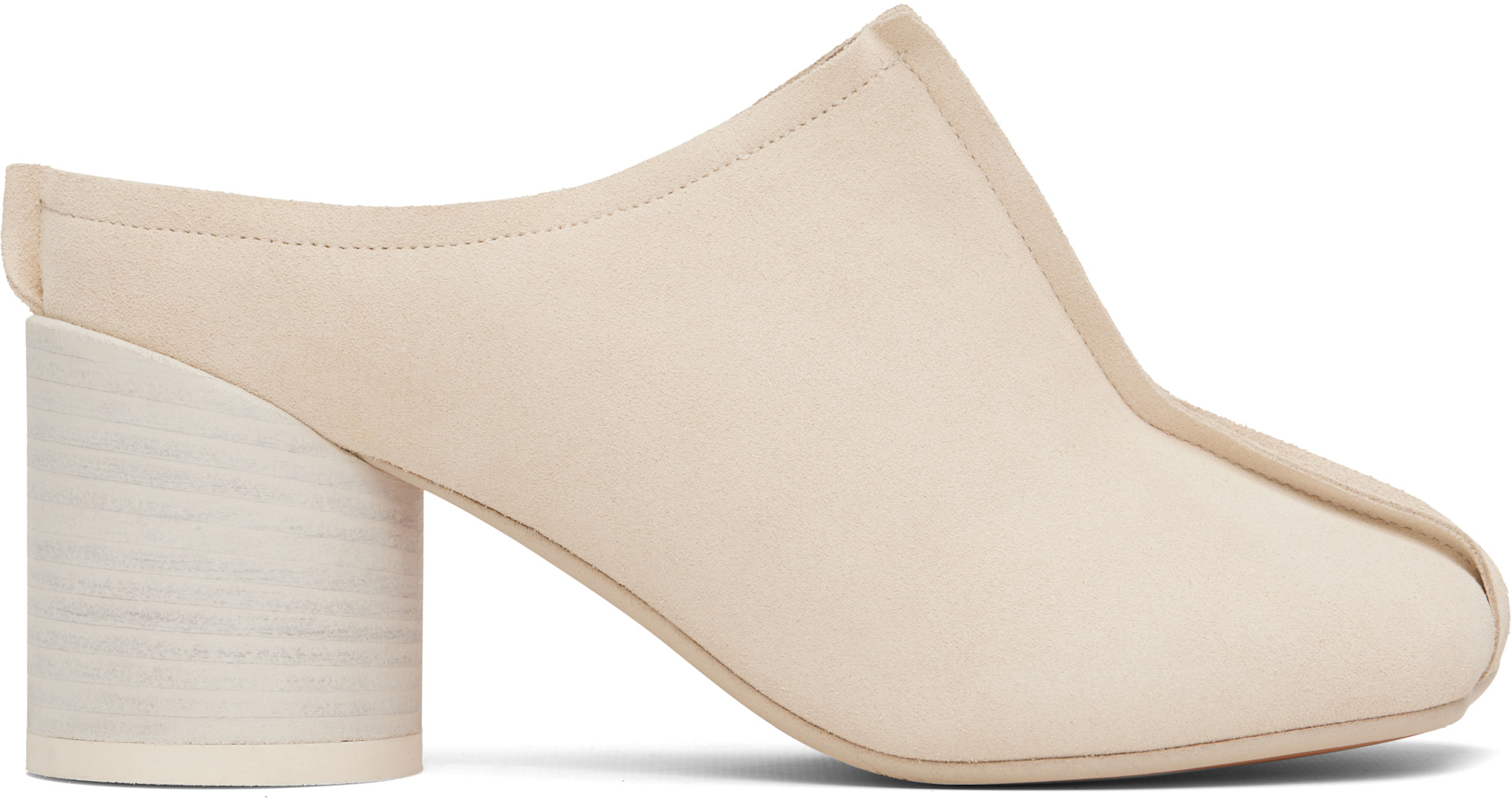 MM6 Maison Margiela: Off-White Crosta London Mule Heels | SSENSE