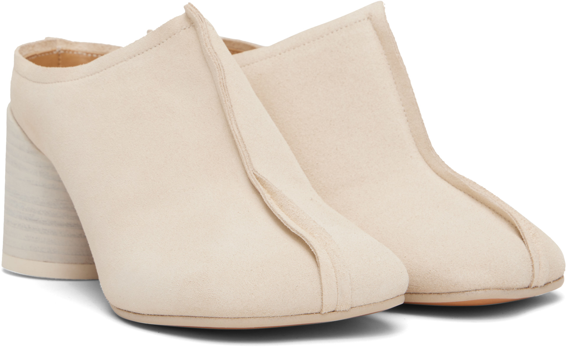 MM6 Maison Margiela: Off-White Crosta London Mule Heels | SSENSE