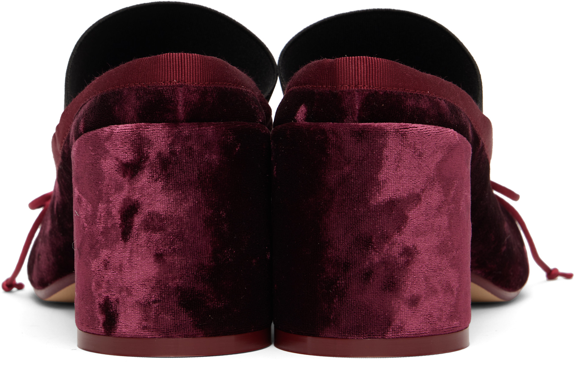 MM6 Maison Margiela: Burgundy Anatomic Numeric Sandal Heels | SSENSE