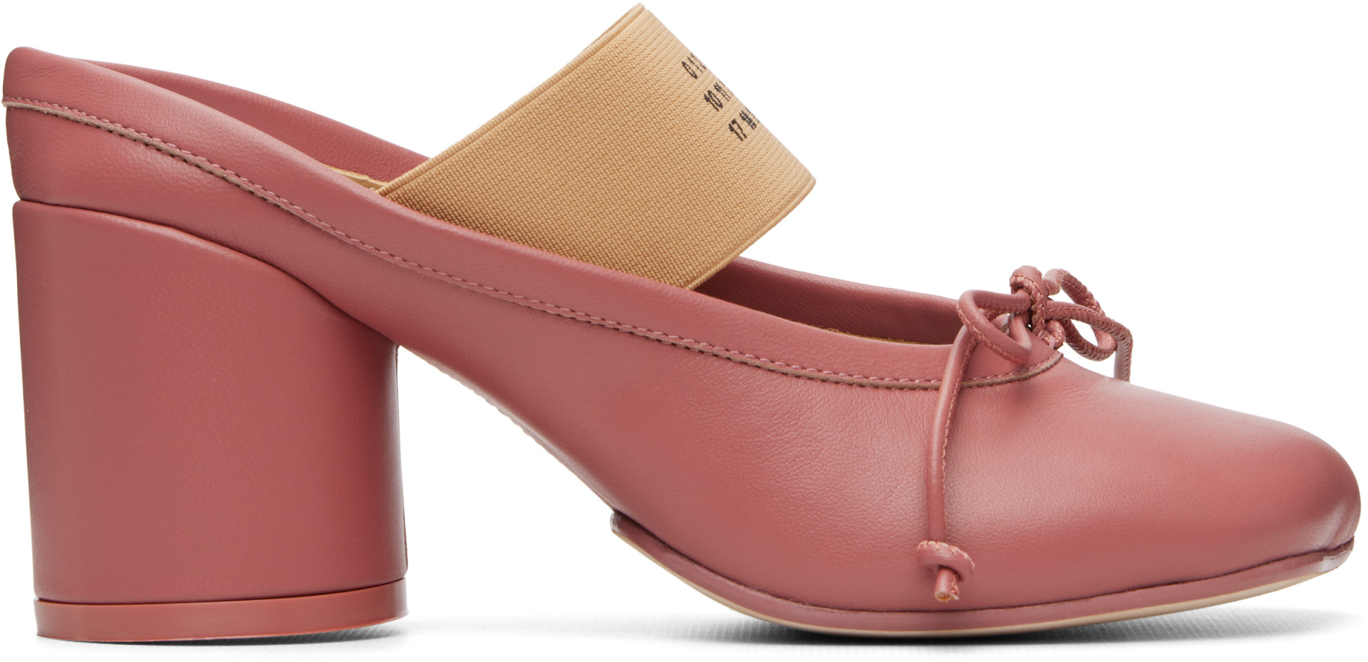 MM6 Maison Margiela: Pink Anatomic Numeric Mule Heels | SSENSE