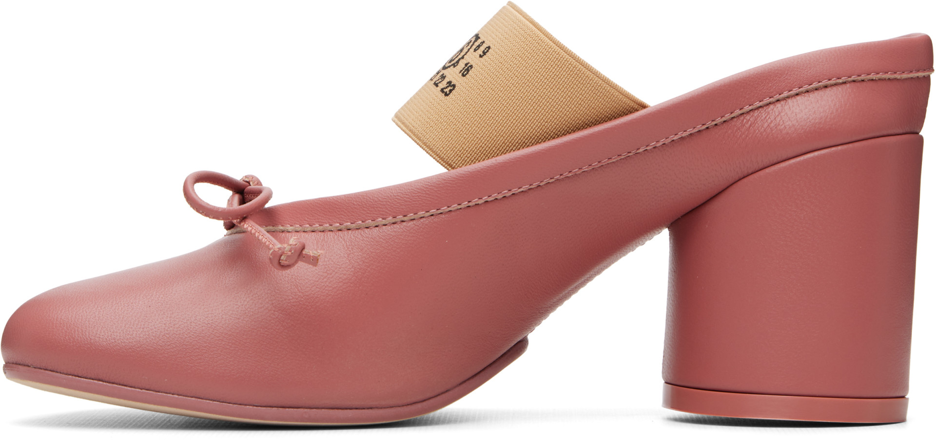 MM6 Maison Margiela: Pink Anatomic Numeric Mule Heels | SSENSE