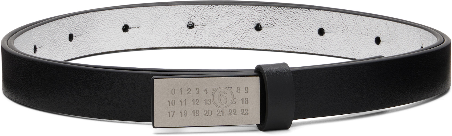 MM6 Maison Margiela: ブラック Numeric Buckle レザーベルト | SSENSE