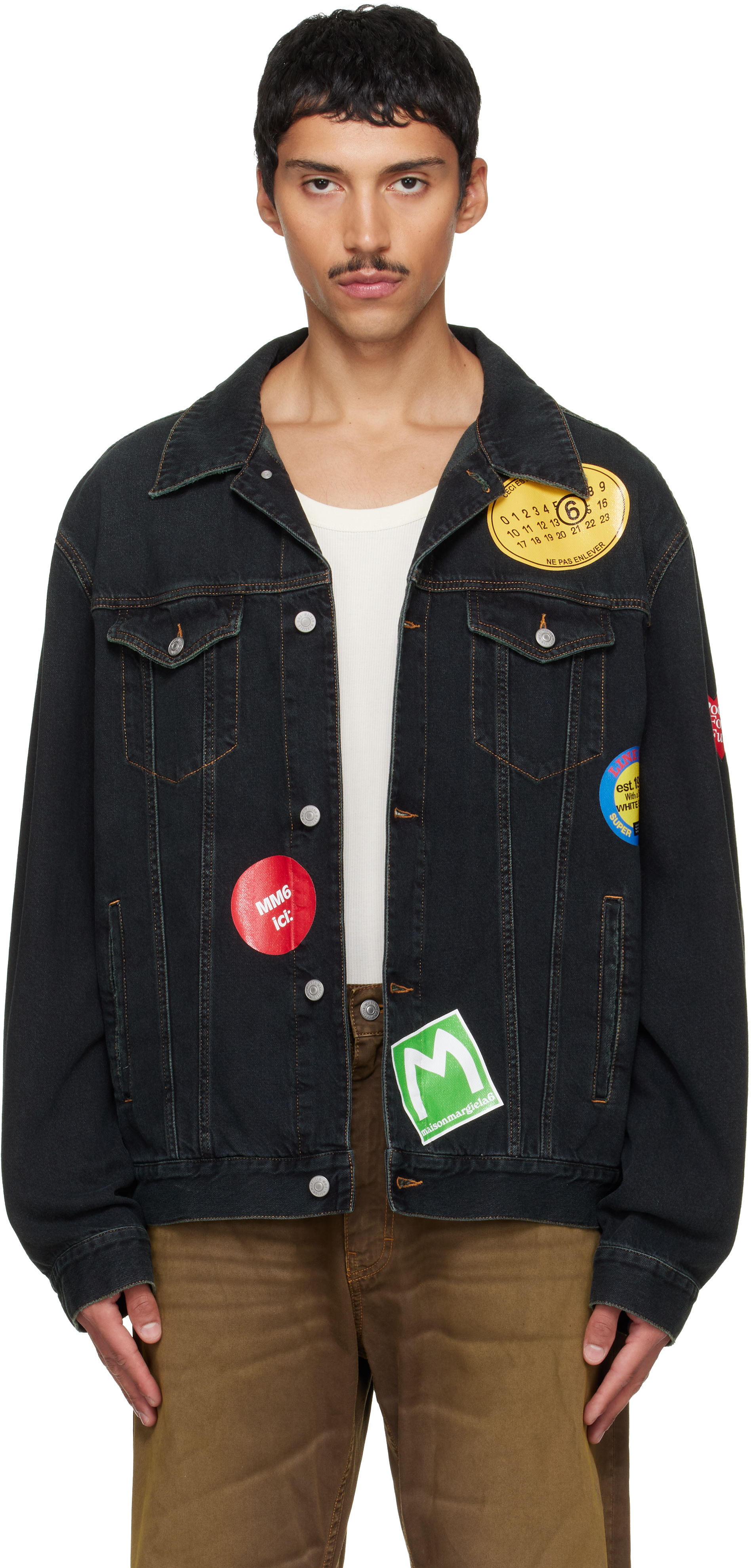 MM6 Maison Margiela: Navy Sports Denim Jacket | SSENSE