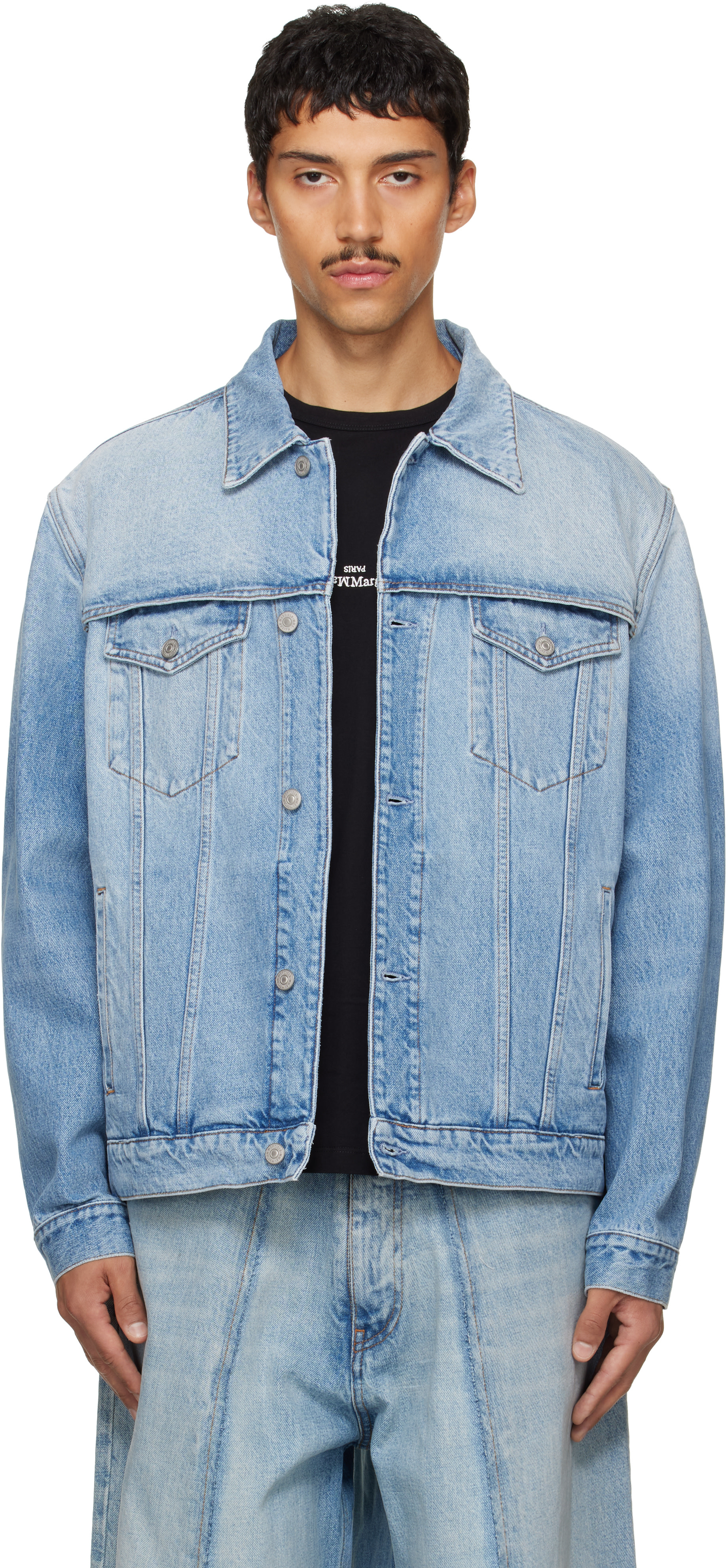 MM6 Maison Margiela: Blue Sports Denim Jacket | SSENSE