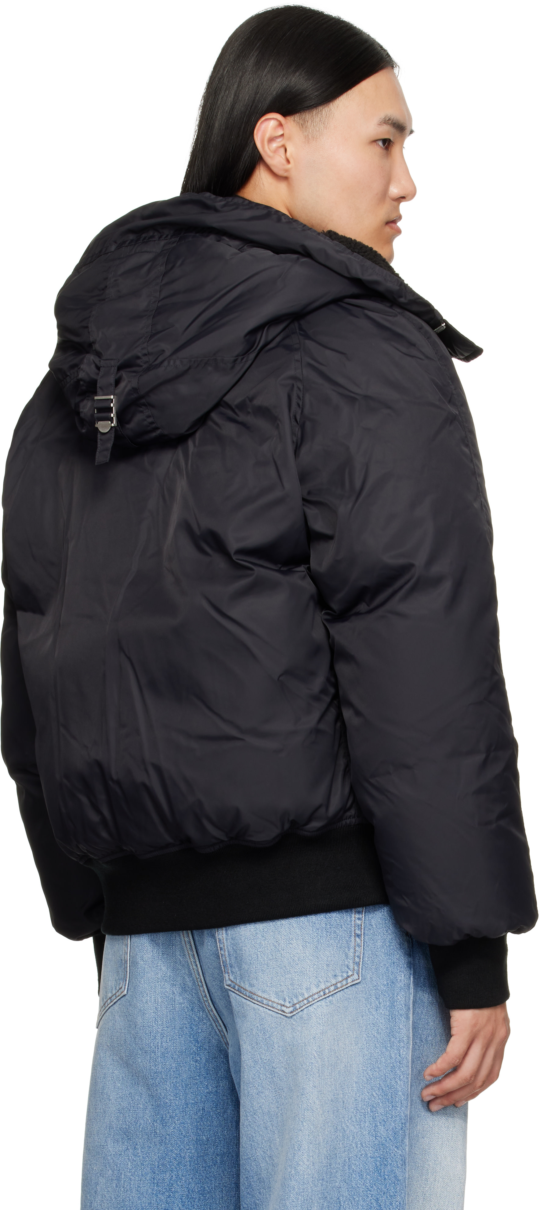 MM6 Maison Margiela: Black Sports Down Bomber Jacket | SSENSE