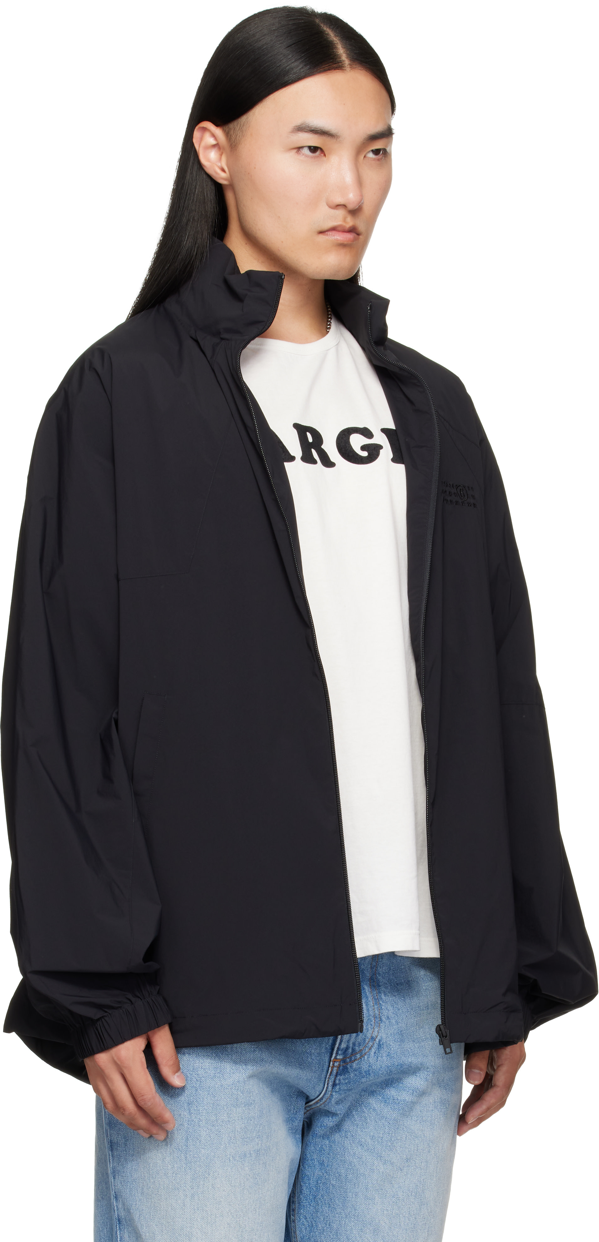 MM6 Maison Margiela - Black Nylon Zip Jacket