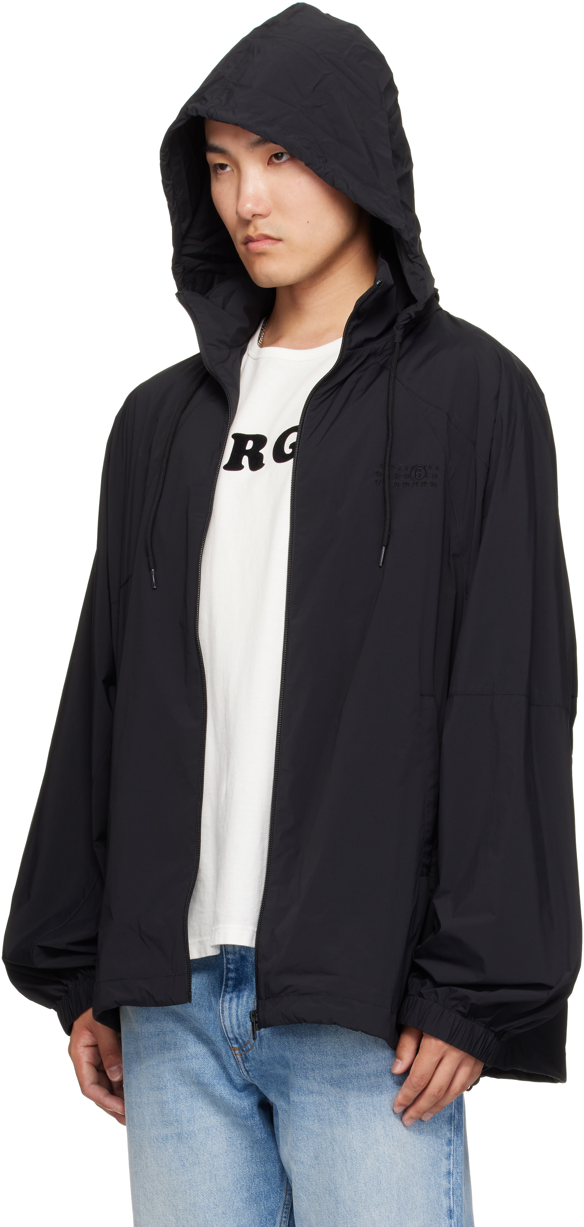 MM6 Maison Margiela - Black Nylon Zip Jacket