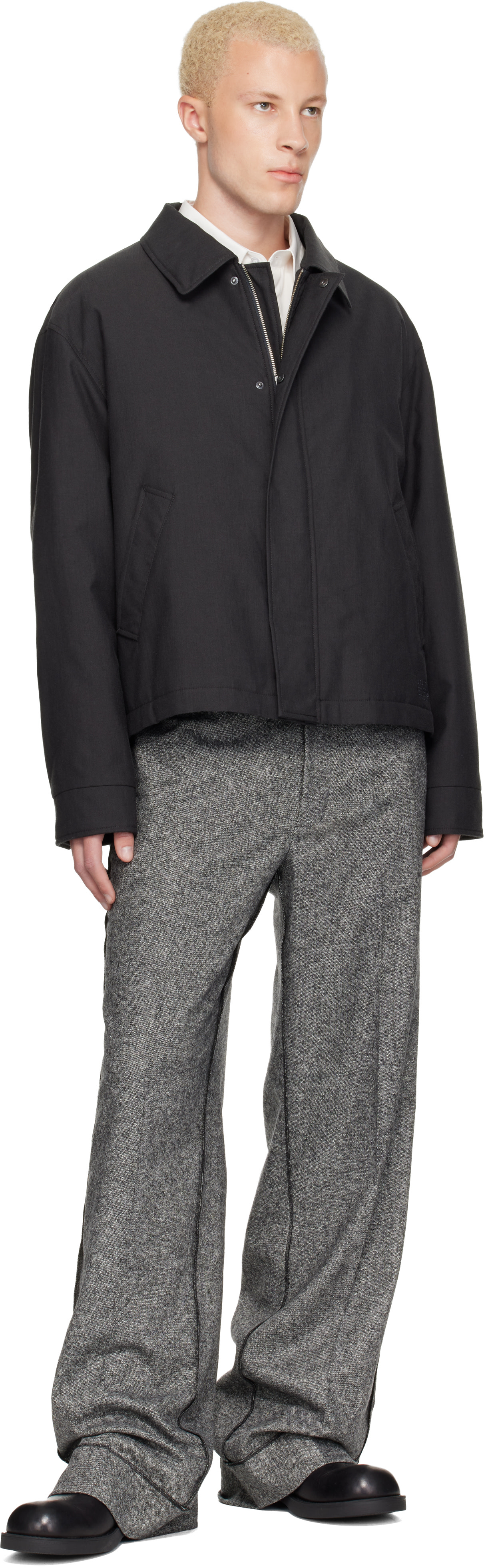 MM6 Maison Margiela: グレー インサレーション コットンウール
