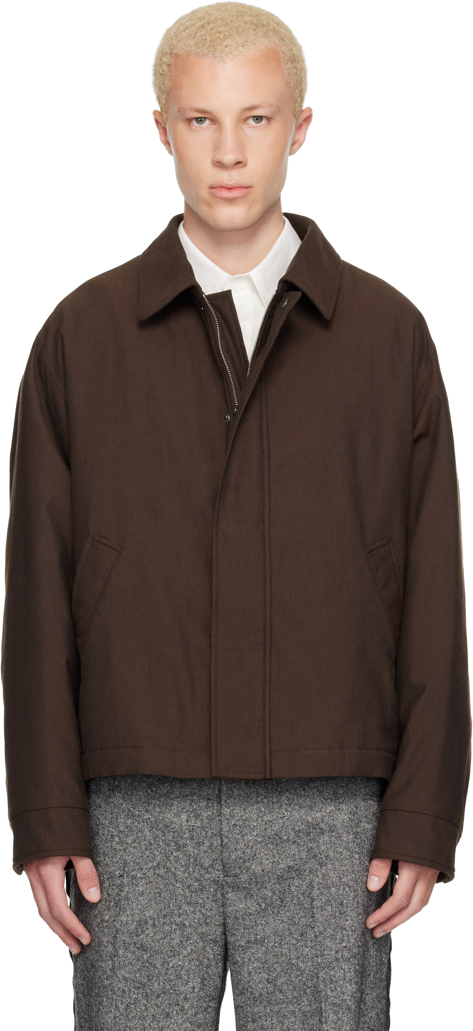 MM6 Maison Margiela: Brown Insulated Cotton Wool Jacket | SSENSE Italy
