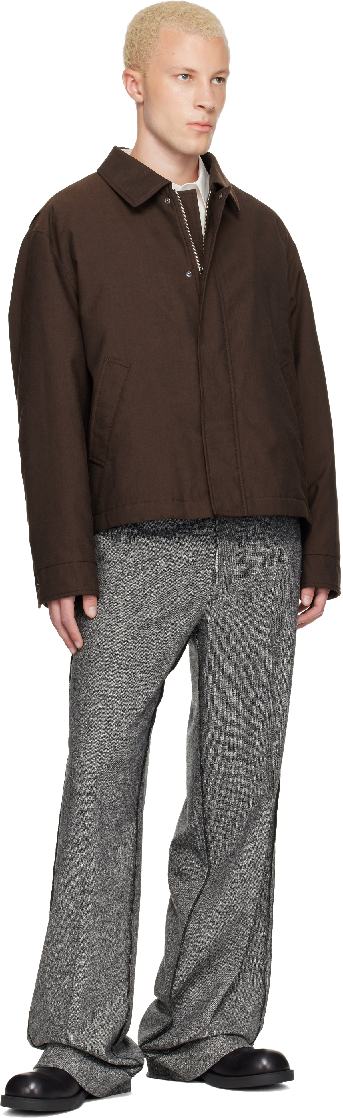 MM6 Maison Margiela: ブラウン インサレーション コットンウール