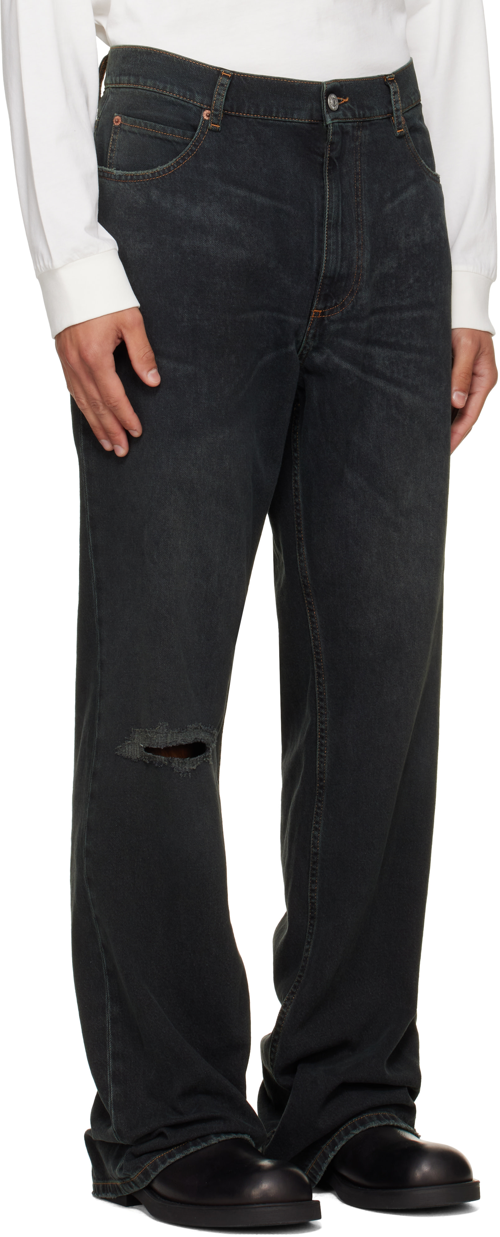MM6 Maison Margiela: Navy Straight-Leg Jeans | SSENSE Canada