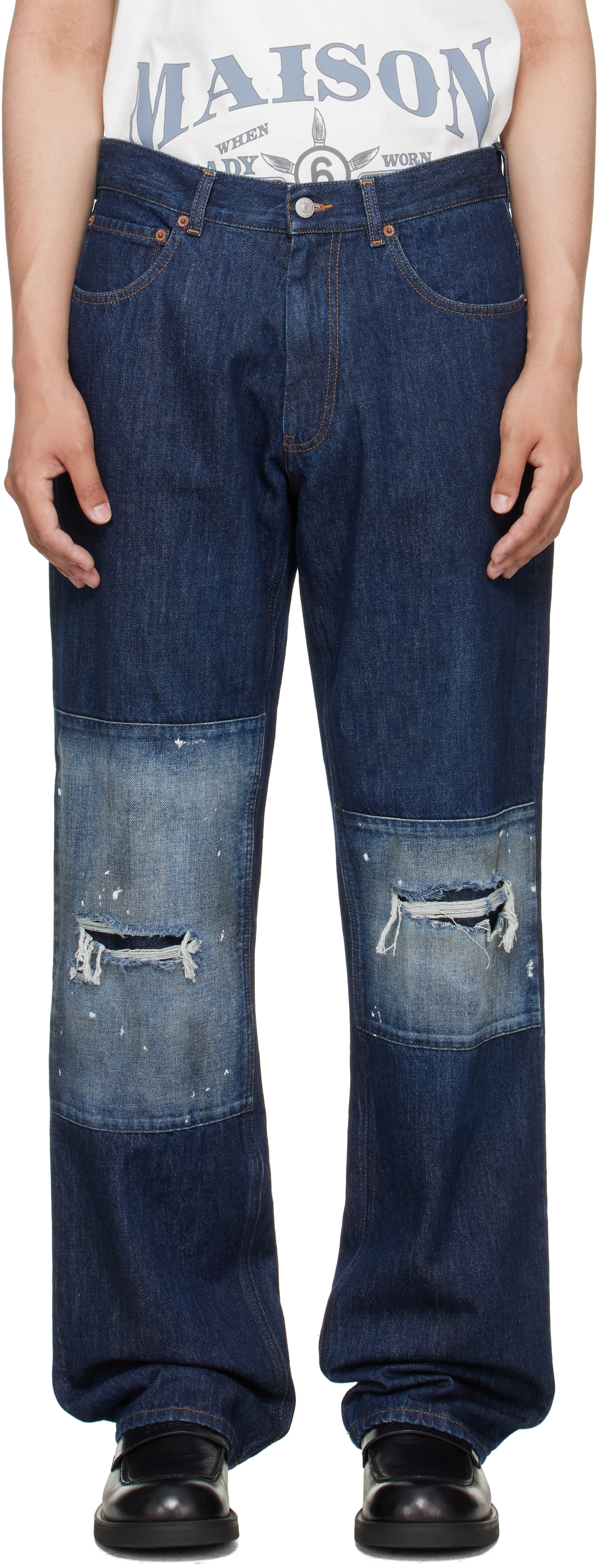 MM6 Maison Margiela: ブルー ストレートレッグ ジーンズ | SSENSE 日本