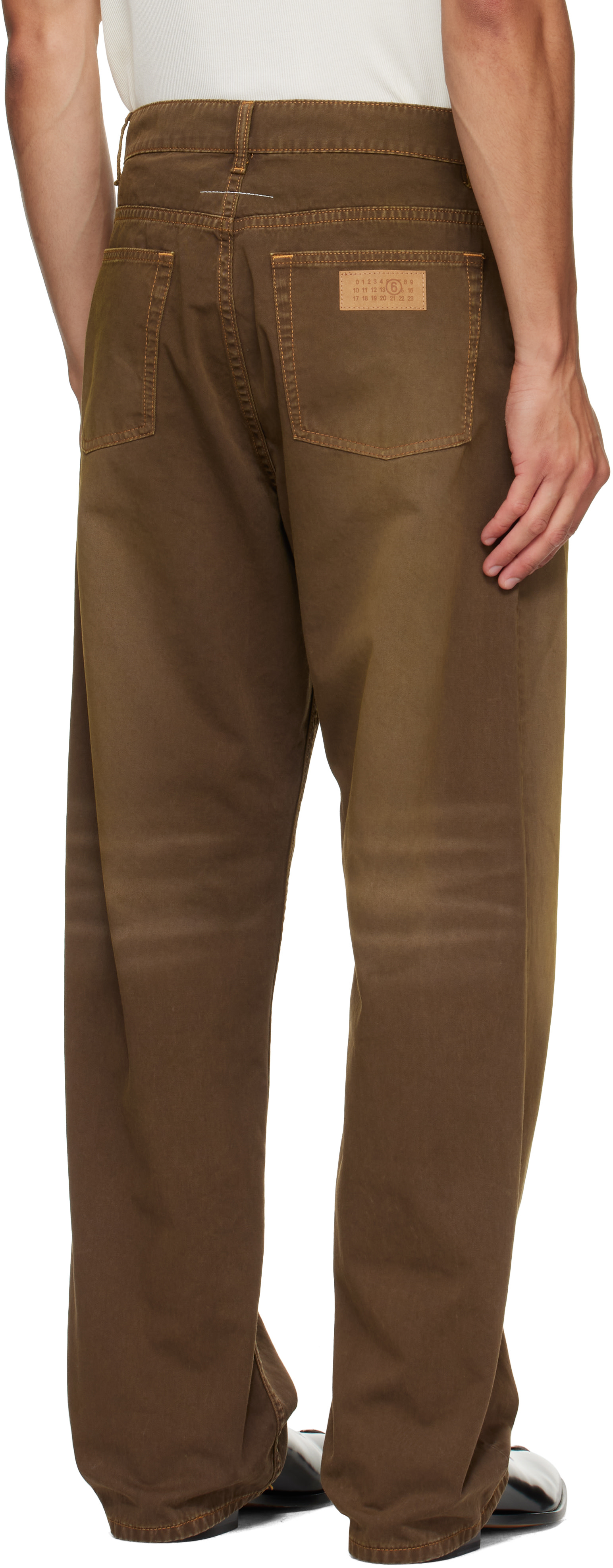 MM6 Maison Margiela: Brown Faded Trousers | SSENSE