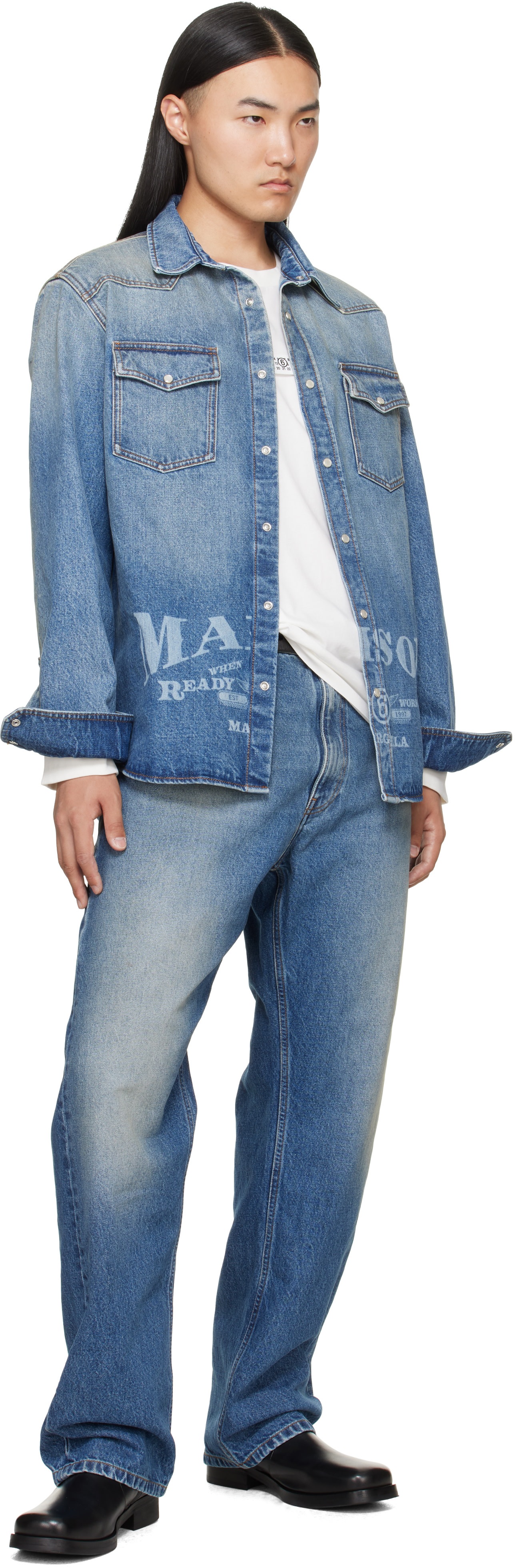 MM6 Maison Margiela: ブルー ストレートレッグ ジーンズ | SSENSE 日本