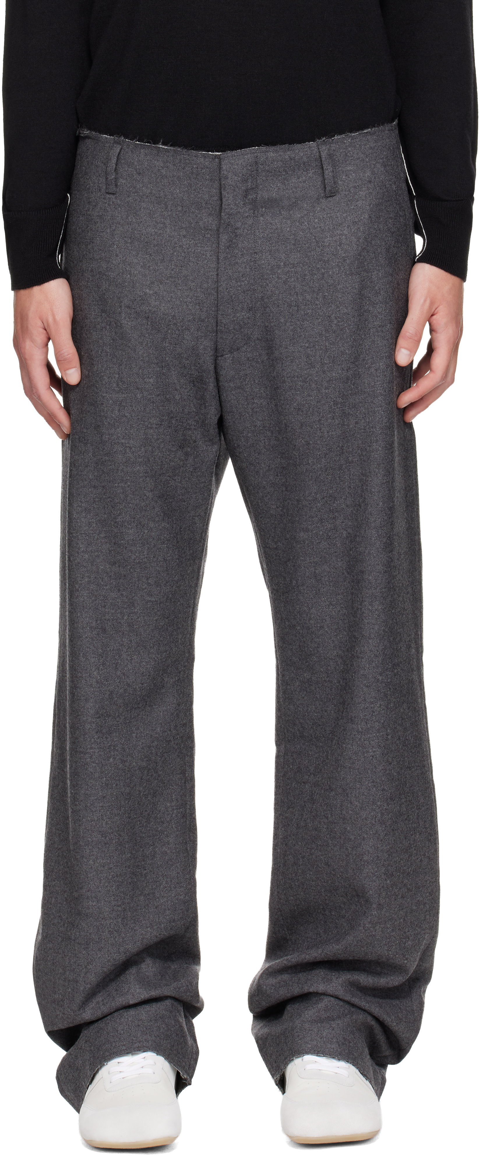 MM6 Maison Margiela - Gray Pleated Cotton Wool Trousers
