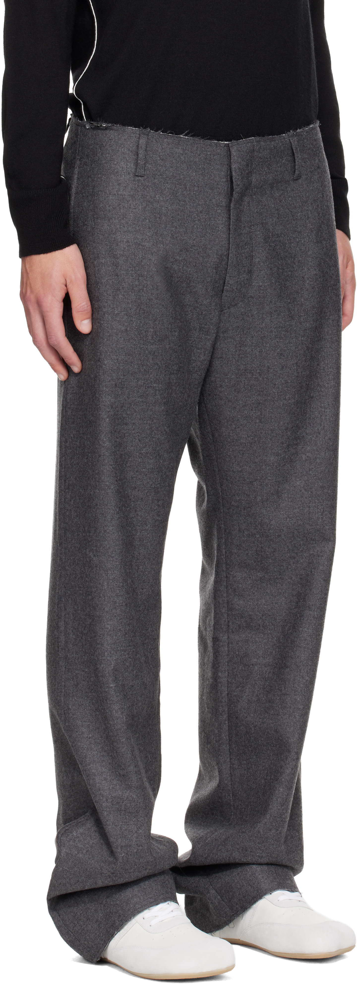 MM6 Maison Margiela - Gray Pleated Cotton Wool Trousers