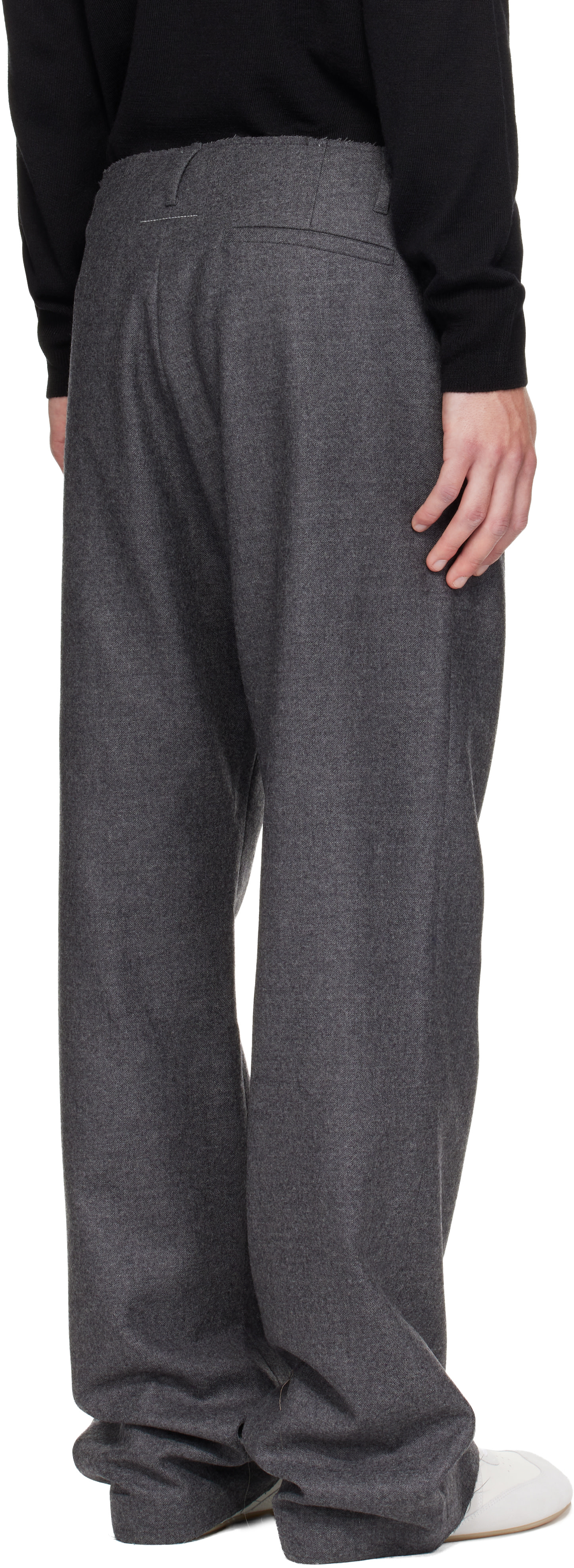 MM6 Maison Margiela - Gray Pleated Cotton Wool Trousers