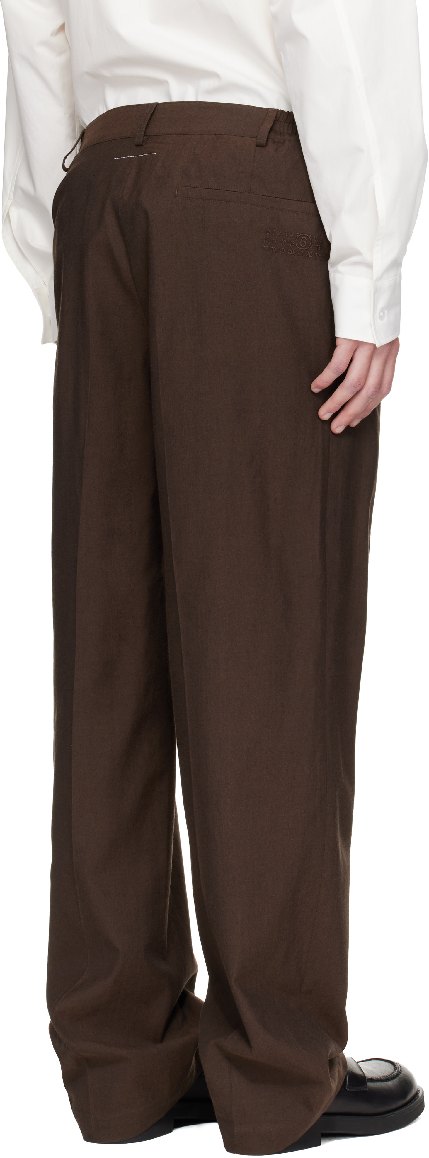 MM6 Maison Margiela - Brown Pleated Cotton Wool Trousers