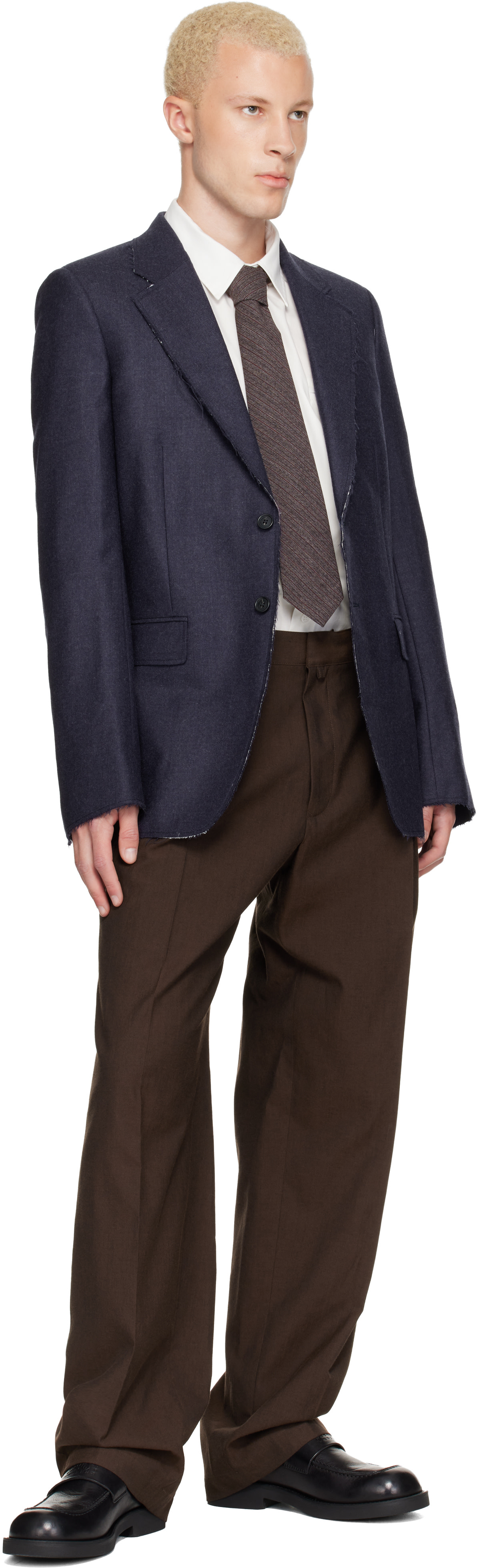 MM6 Maison Margiela - Brown Pleated Cotton Wool Trousers