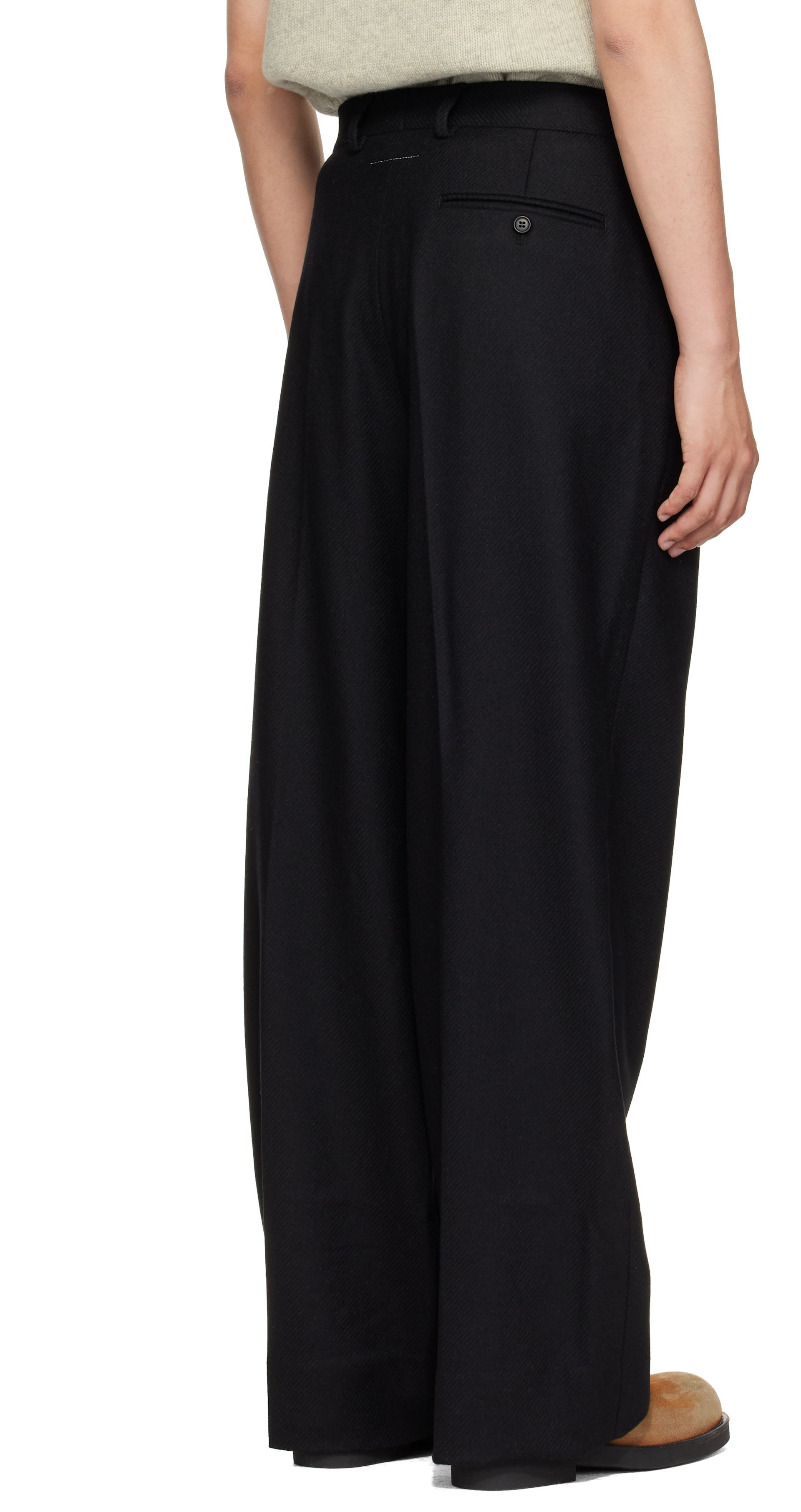 MM6 Maison Margiela: Black Pleated Trousers | SSENSE