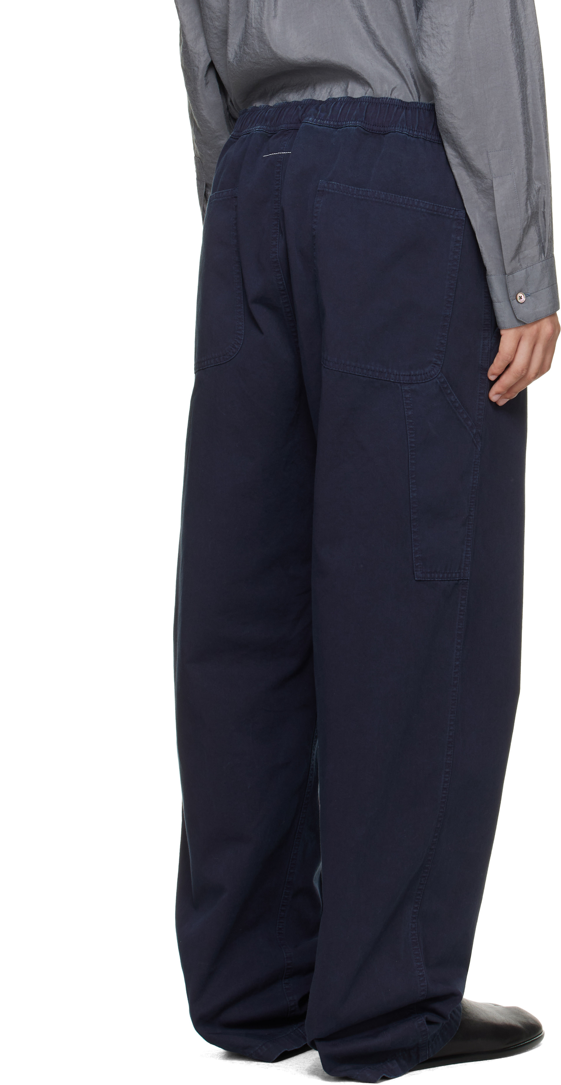 MM6 Maison Margiela: Navy Cotton Twill Trousers | SSENSE