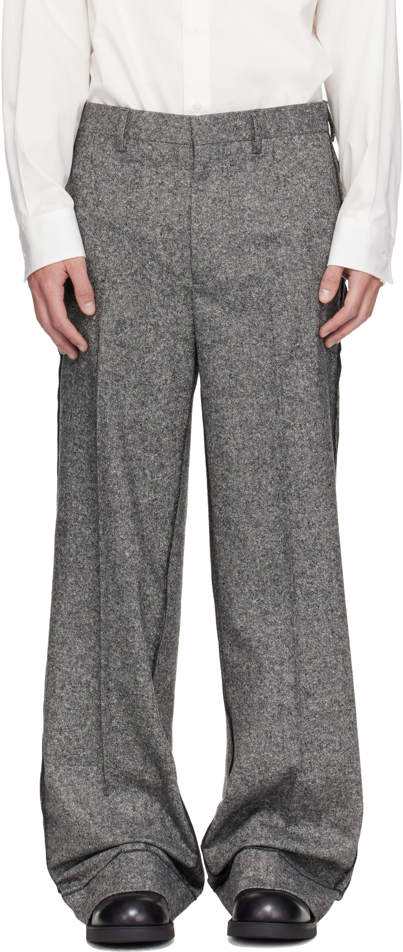 MM6 Maison Margiela - Gray Exposed Seam Wool Trousers