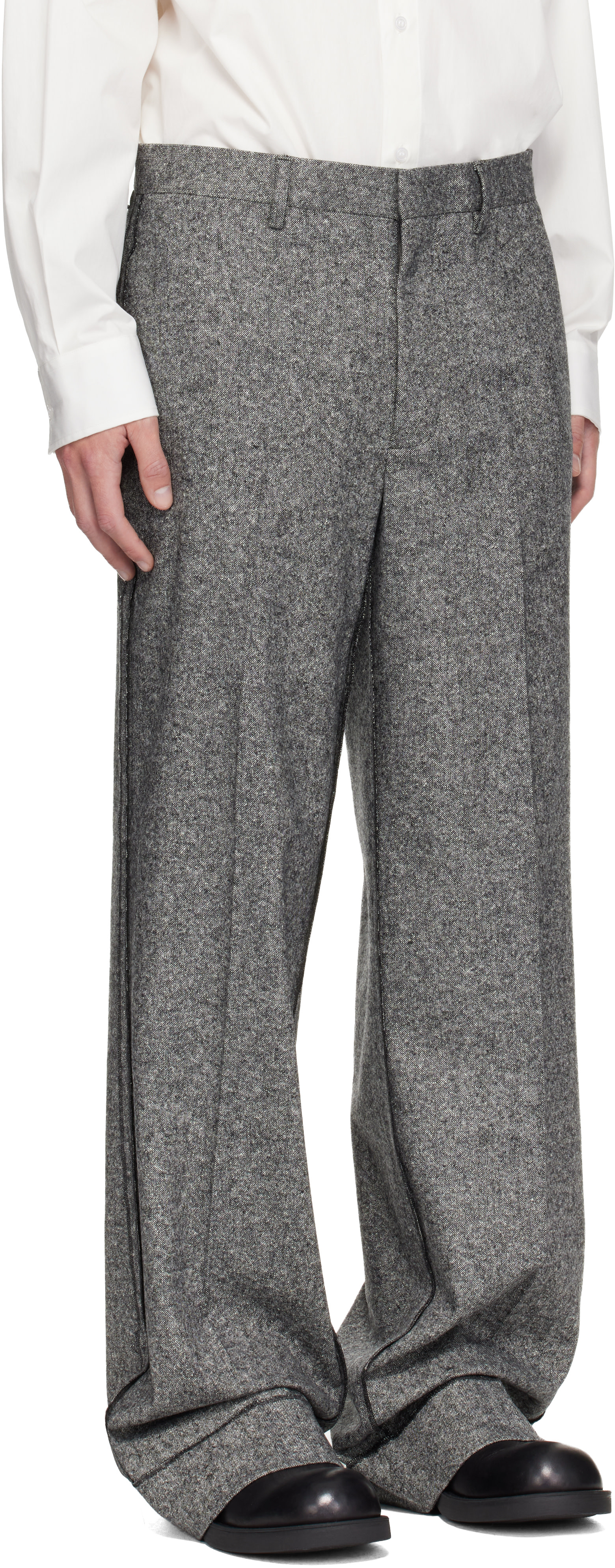 MM6 Maison Margiela - Gray Exposed Seam Wool Trousers