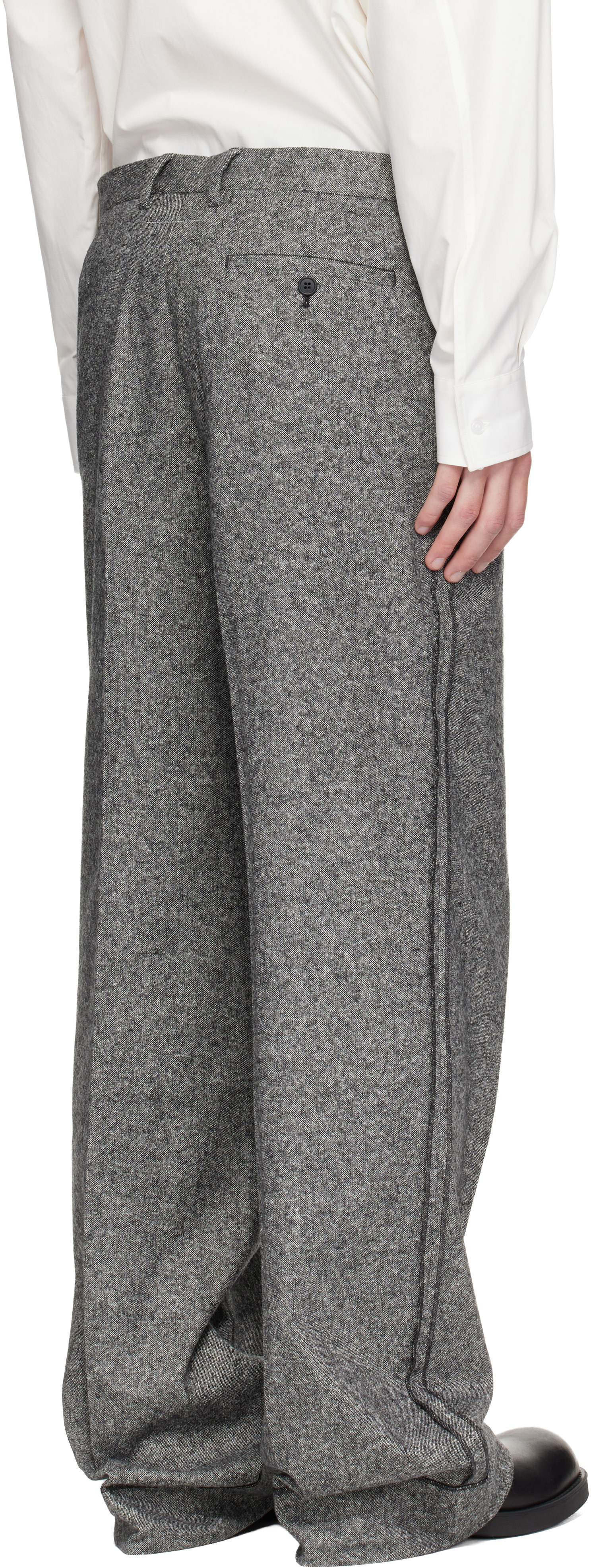 MM6 Maison Margiela - Gray Exposed Seam Wool Trousers