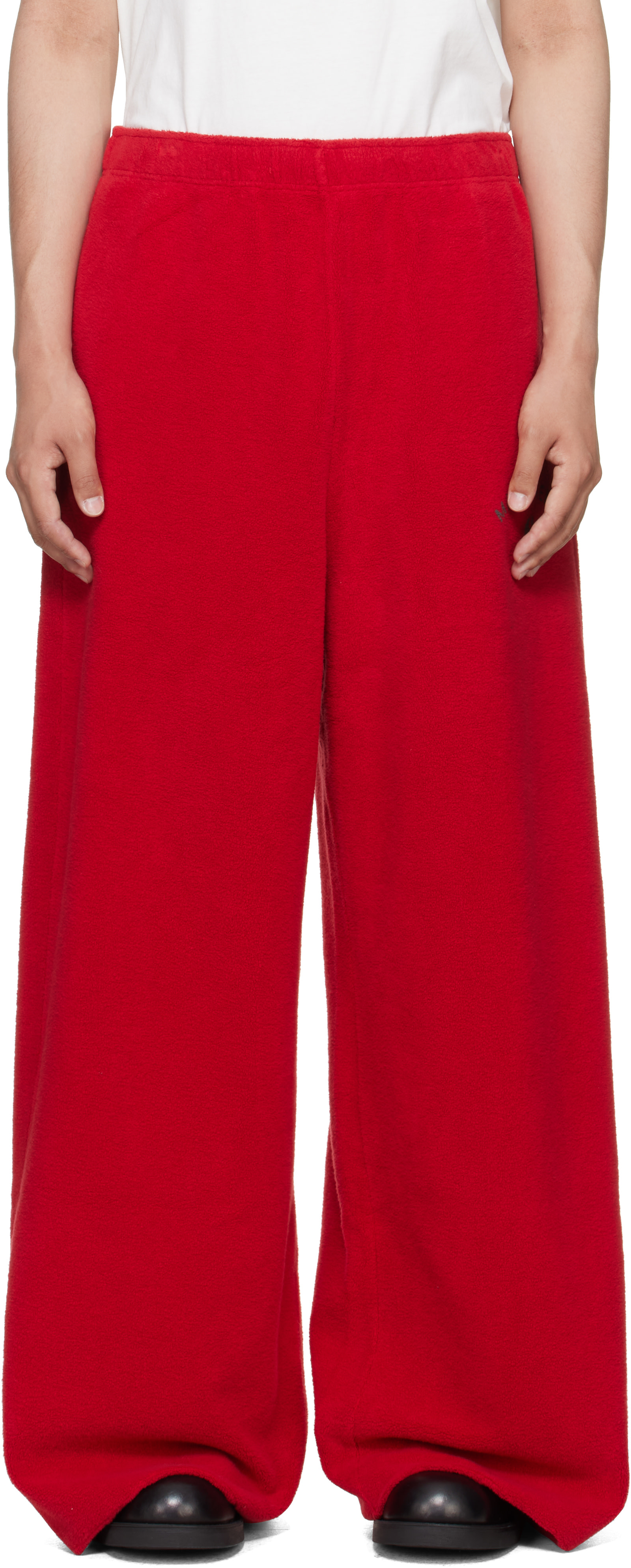MM6 Maison Margiela: レッド フリース スウェットパンツ | SSENSE 日本