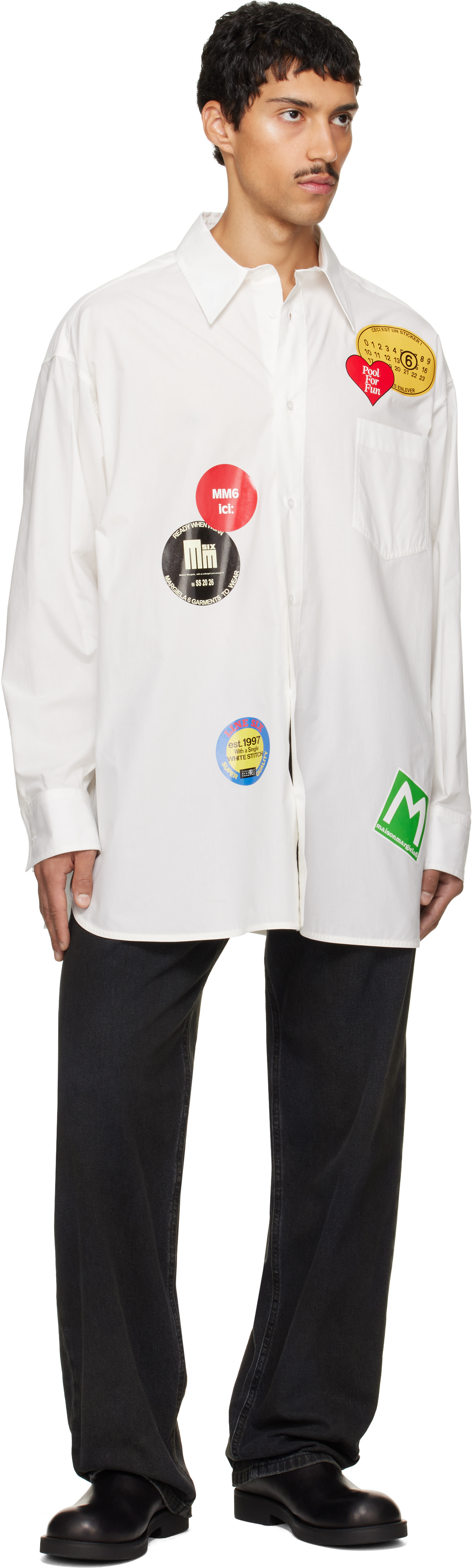 MM6 Maison Margiela: オフホワイト 長袖シャツ | SSENSE 日本