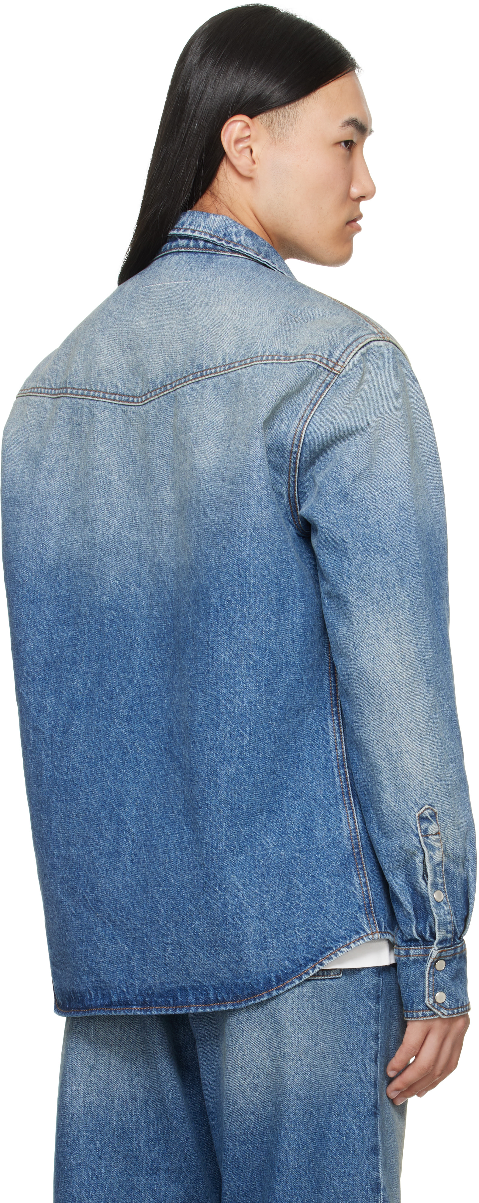 MM6 Maison Margiela デニムシャツ M 長袖 マルジェラ MM6 Maison Margiela: ブルー 長袖 デニムシャツ | SSENSE 日本