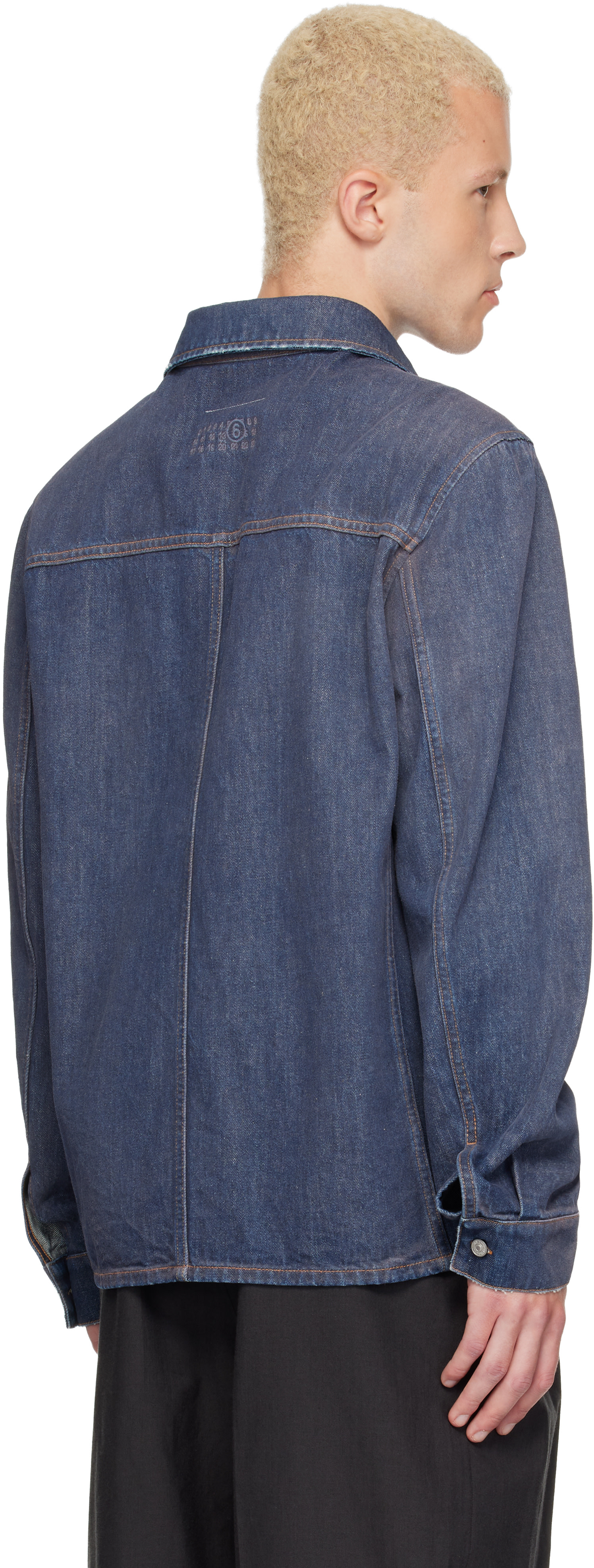 MM6 Maison Margiela: Blue Long-Sleeved Denim Shirt | SSENSE