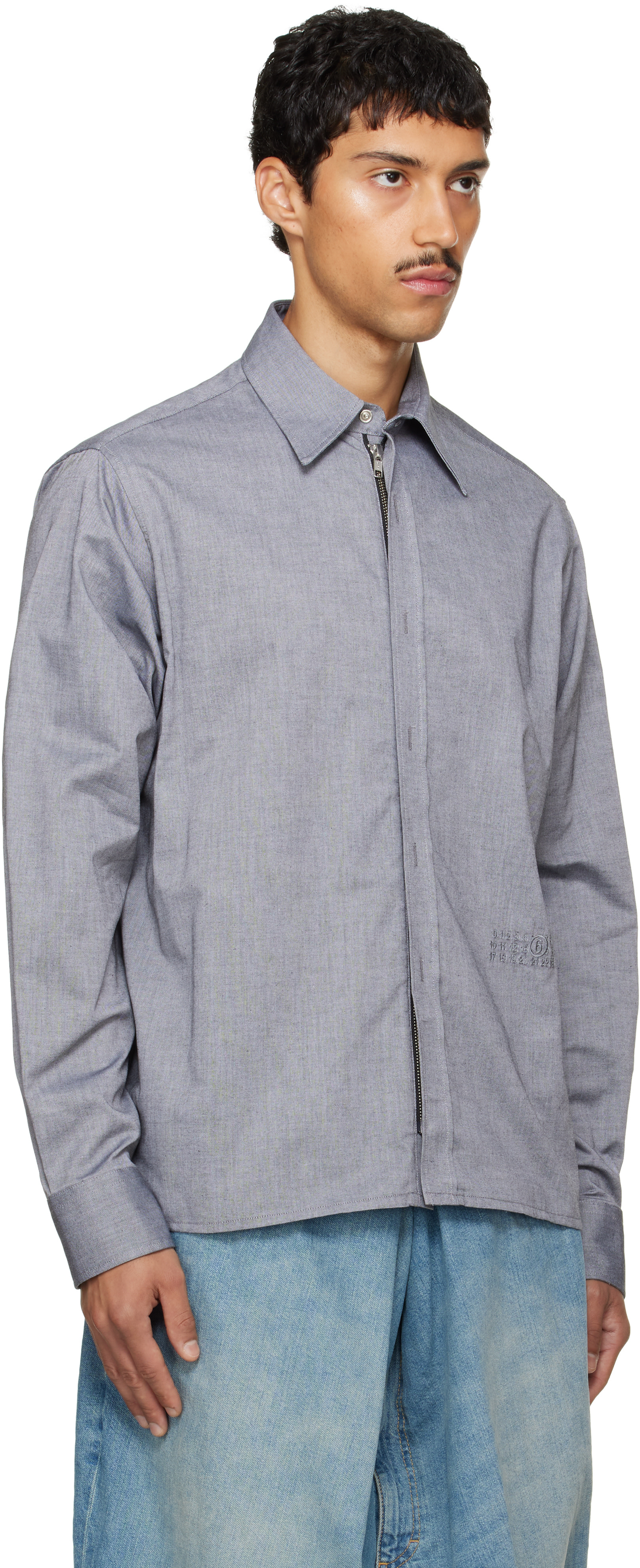MM6 Maison Margiela: Gray Long-Sleeved Shirt | SSENSE